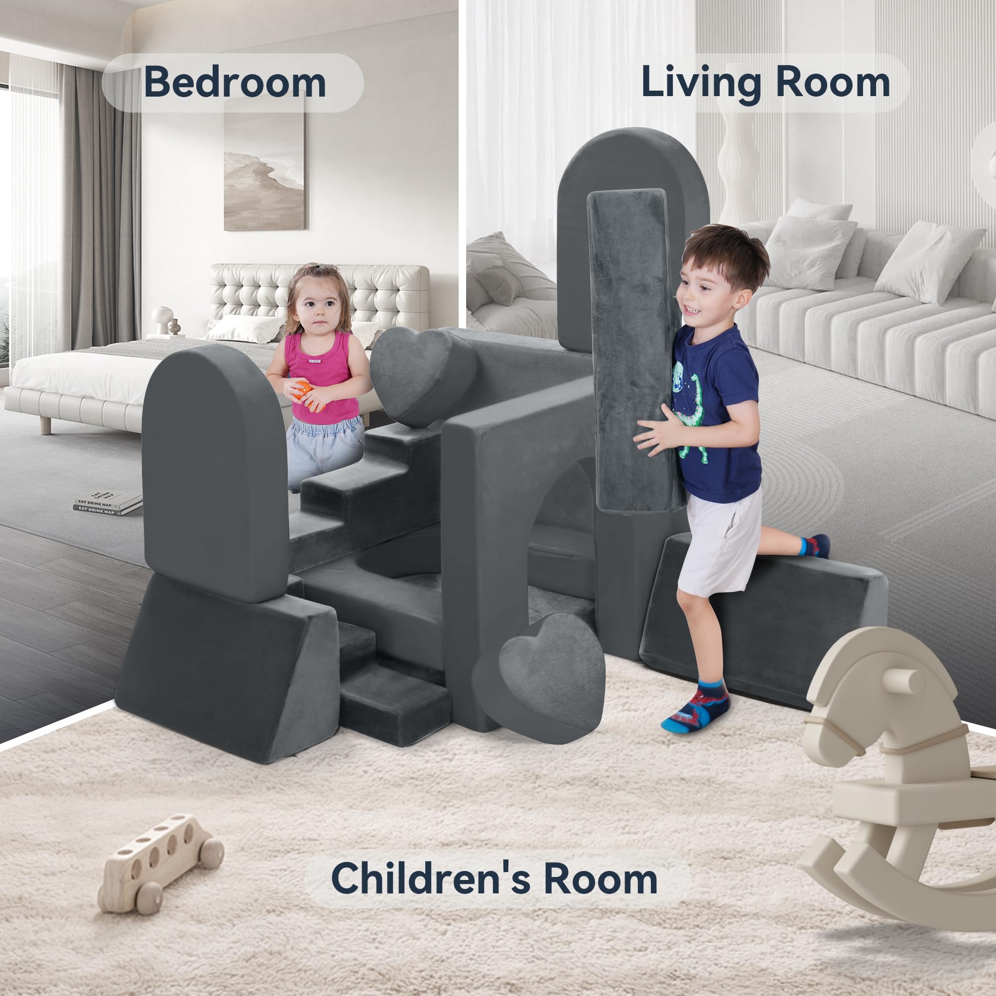 Modular Play Couch for Kids & Toddlers - 14 Piece Kids Sofa Set for Creative Play, DIY Playroom Furniture for Boys & Girls - Perfect for Playrooms, Bedrooms & Nurseries | Encourages Imagination & Active Play