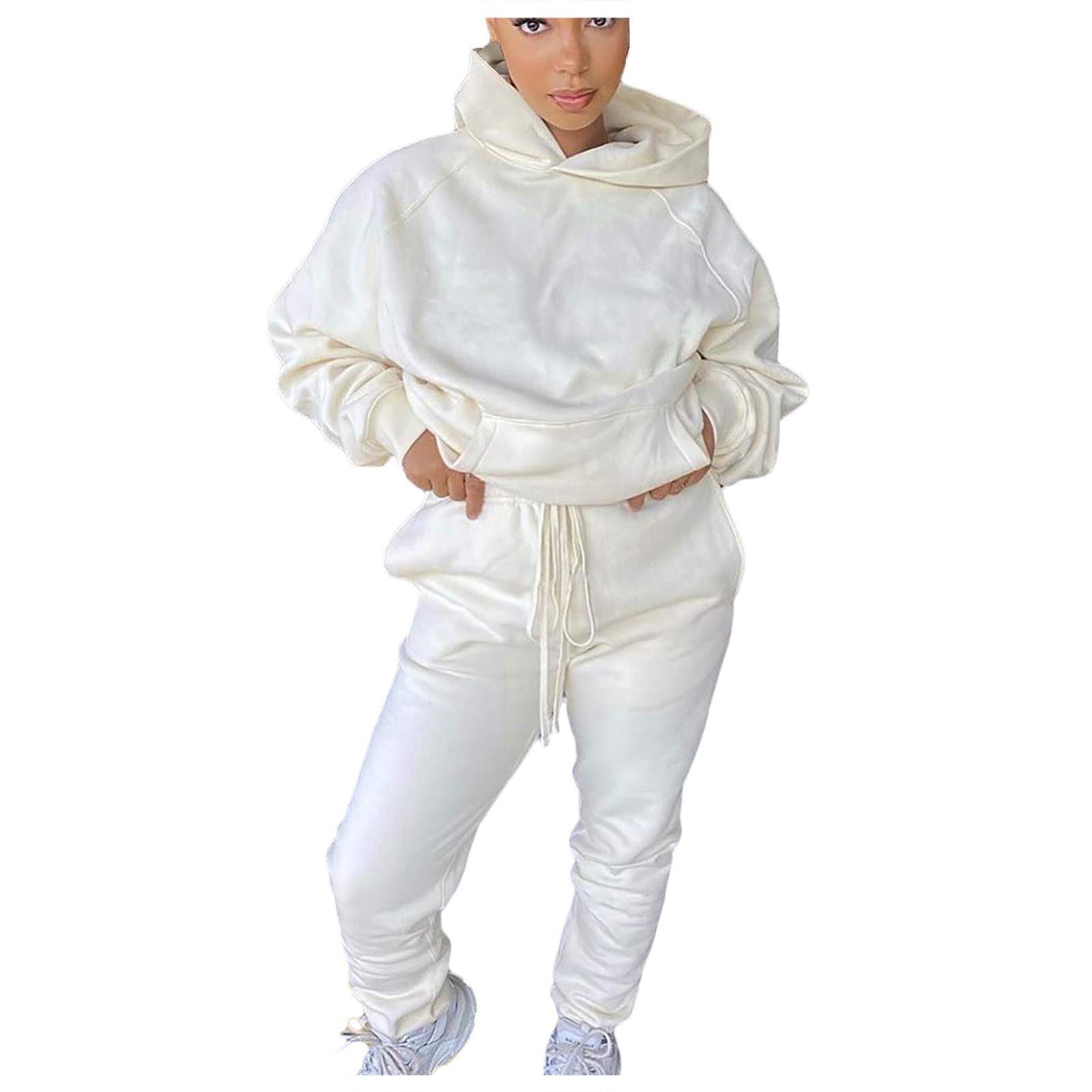 Febecool Women's 2-Piece Outfits Set - Summer Long Sleeve Sporty Casual Suit with Trousers | Gym, Yoga, Running & Everyday Wear