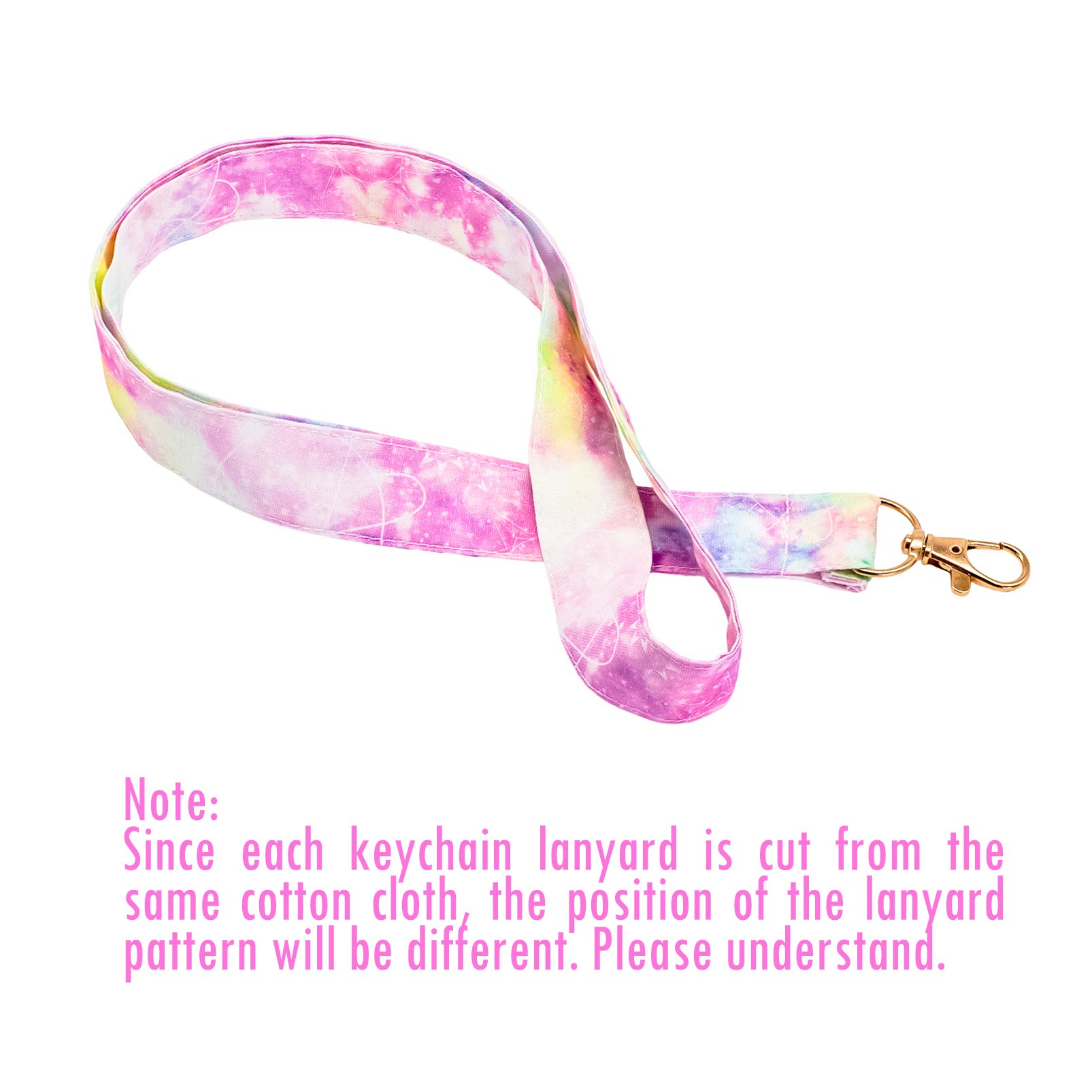 Pink Rainbow Lanyard Keychain for Women - Soft Cotton Neck Strap with Metal Clasp | ID Badge, Keys & Phone Holder
