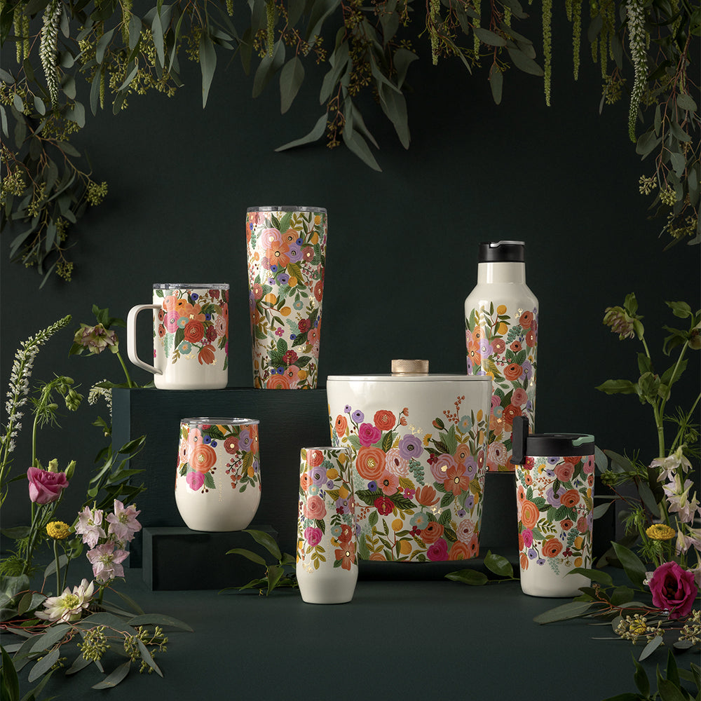 Rifle Paper Co. Stemless Flute - Elegant 12oz Glass for Champagne, Cocktails & Wine - Perfect for Weddings, Parties & Home Entertaining