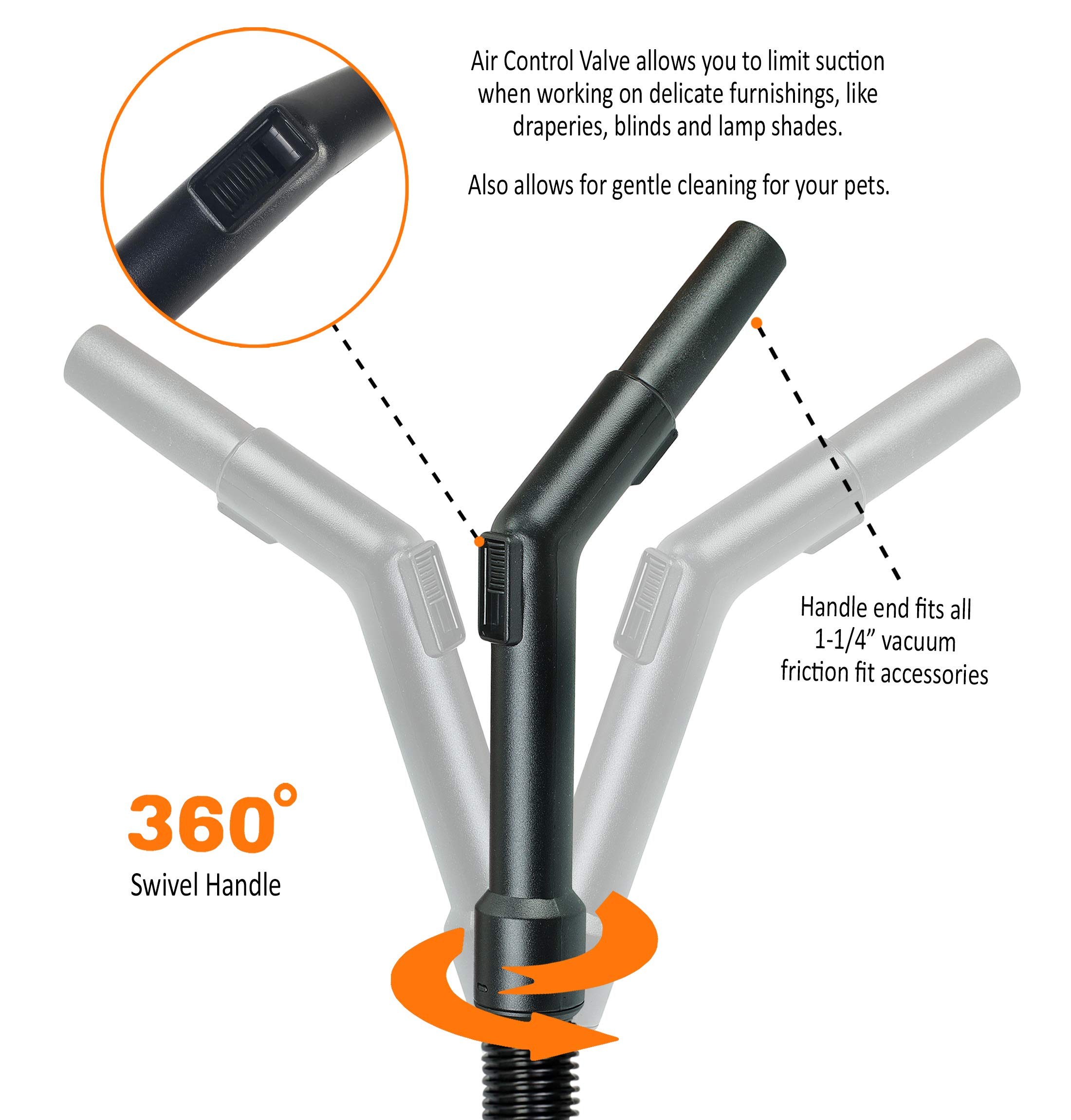 Oreck XL Canister Vacuum Hose Replacement - 3ft Swivel Hose Compatible with Shurlok & Friction Buster B Handheld Models - Perfect for Deep Cleaning Carpets, Furniture & Tight Spaces