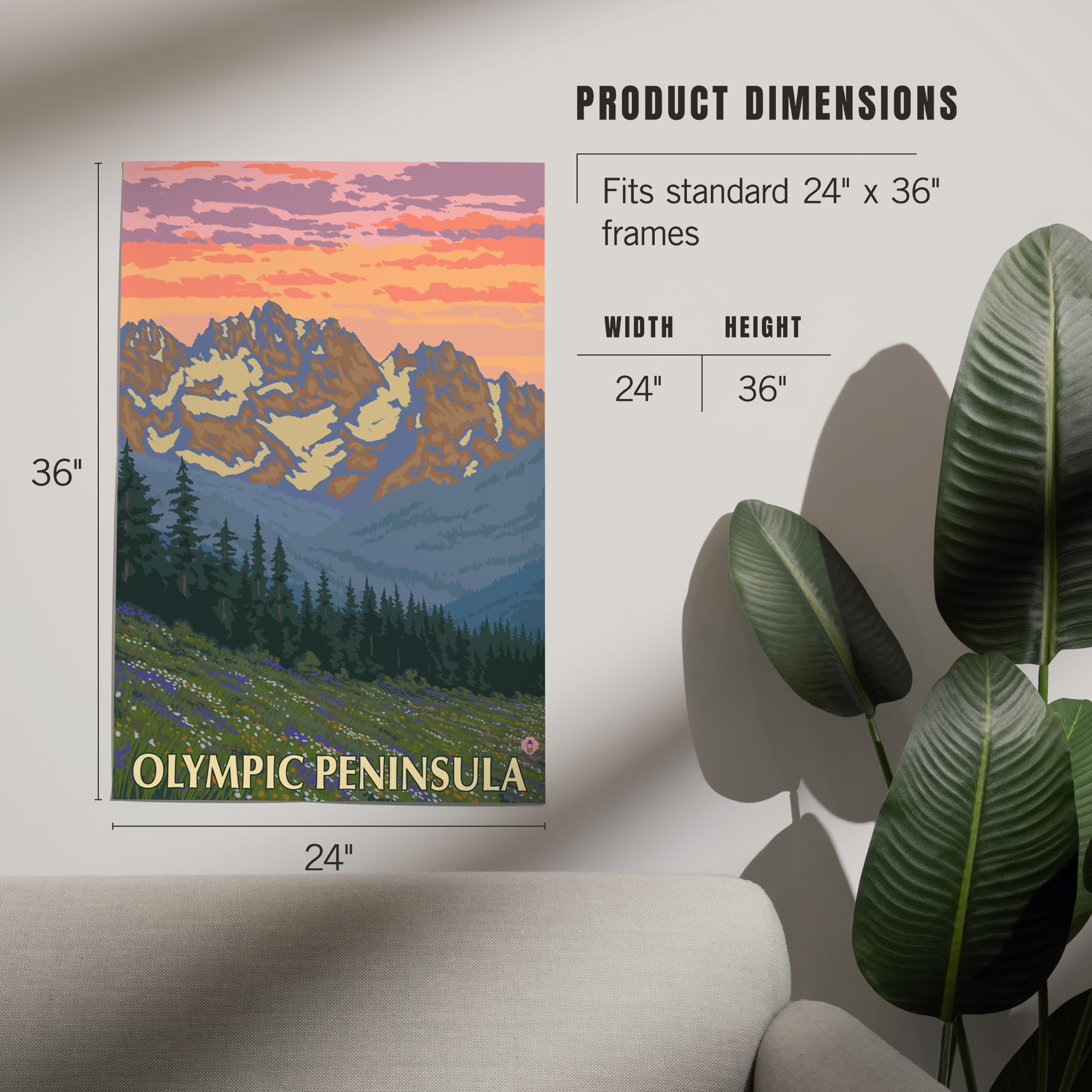 Lantern Press 24x36 Inch Giclee Art Print - Olympic Peninsula Spring Flowers Wall Decor | Nature-Inspired Home & Office Artwork for Living Room, Bedroom Decor