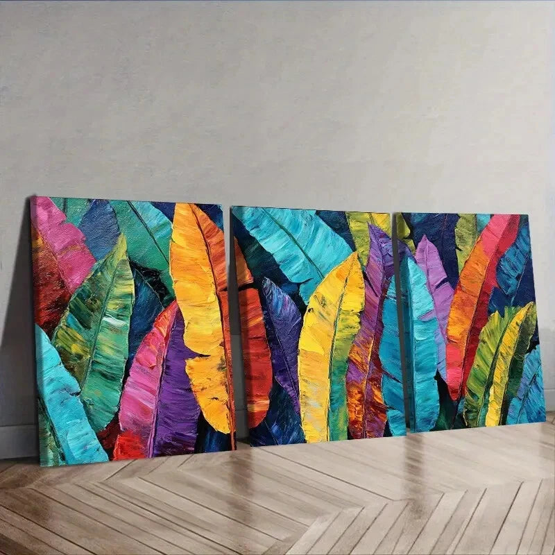3-Piece Colored Banana Leaves Wall Art Set - Framed Canvas Prints 40x60cm - High Quality Australian Made Wall Decor - Perfect for Living Room, Bedroom & Office Decoration