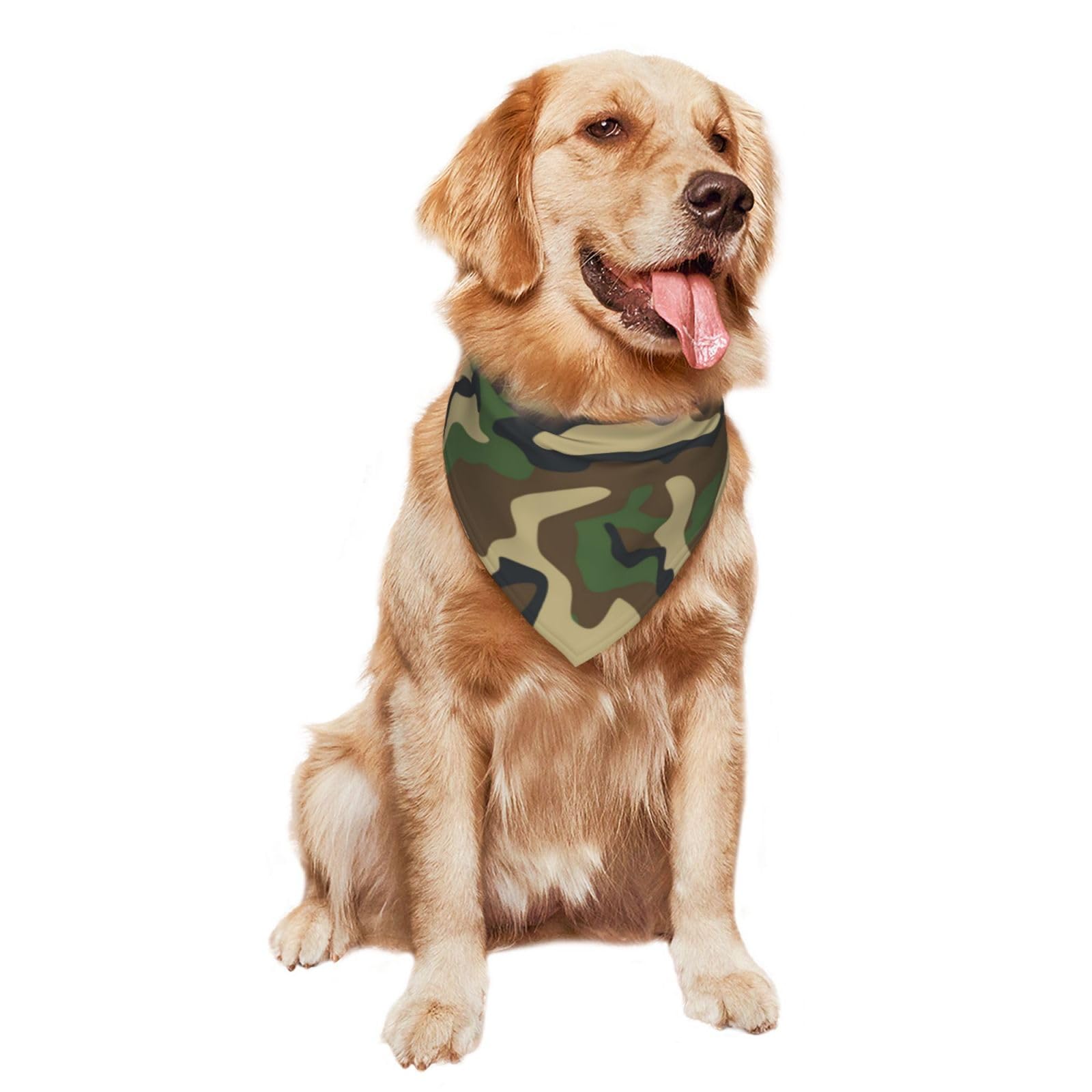 Washable Camouflage Dog Bandana - Adjustable Summer Dog Scarf for Medium & Large Dogs | Army Style Triangle Puppy Bandana Bib Handkerchief | Perfect for Outdoor Adventures, Walks & Pet Photos