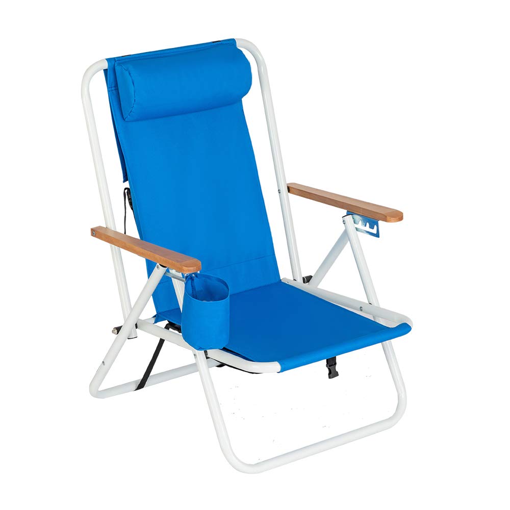 SSLine Portable Backpack Beach Chair - Lightweight Folding Camping Chair for Outdoor, Patio, Garden, Park & Poolside - 225lbs Capacity with Cup Holder | Perfect for Beach Vacations, Camping Trips, Picnics & Backyard Relaxation