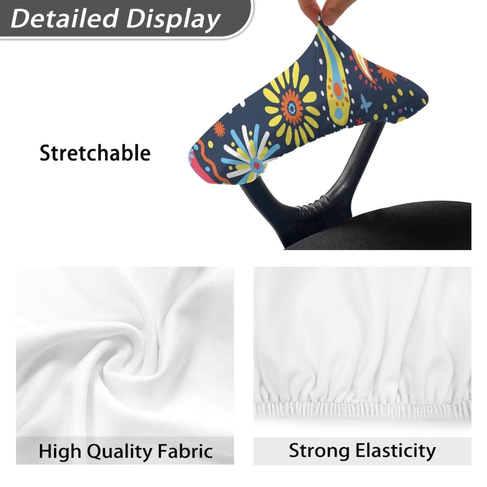 2 Pack Polynesian Print Stretchable Office Chair Armrest Covers - Breathable & Skin-Friendly Computer Chair Arm Slipcovers for Home & Office Workspace