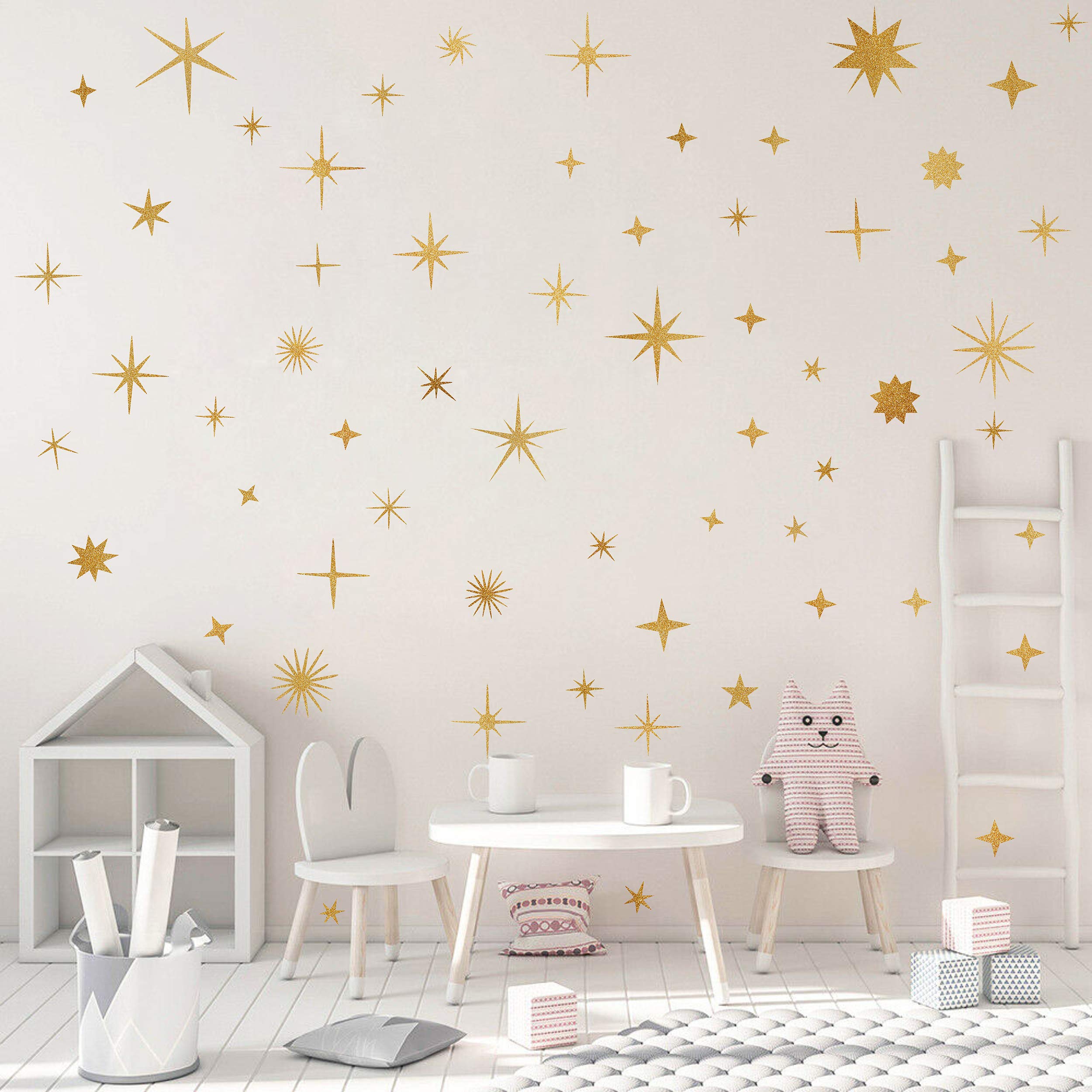 Easma Sparkle Star Wall Decals - Nursery & Kids Room Decor, Peel & Stick Removable Wall Stickers for Baby Room, Bedroom & Playroom - Sparkling Wall Art for Home Decoration