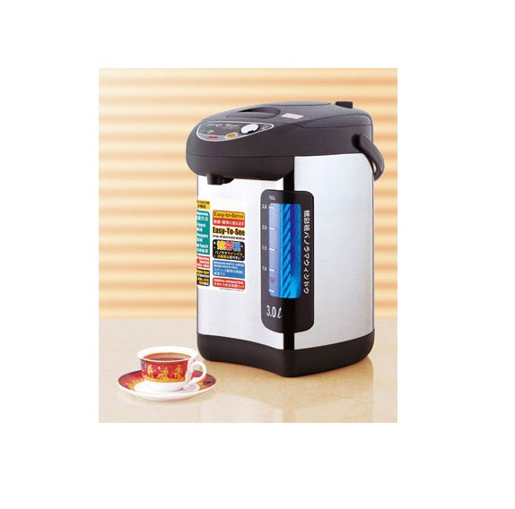 EWI TEPA30SS 3.0 Liter Stainless Steel Electric Thermo Pot - 220V Hot Water Dispenser for Tea, Coffee & Instant Meals - Perfect for Home, Office & Dorm Use