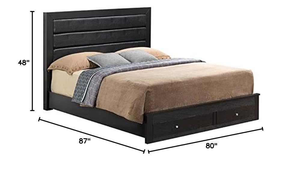 Glory Furniture Burlington King Size Storage Bed in Black - Modern Platform Bed with Underbed Storage for Small Spaces & Bedroom Organization