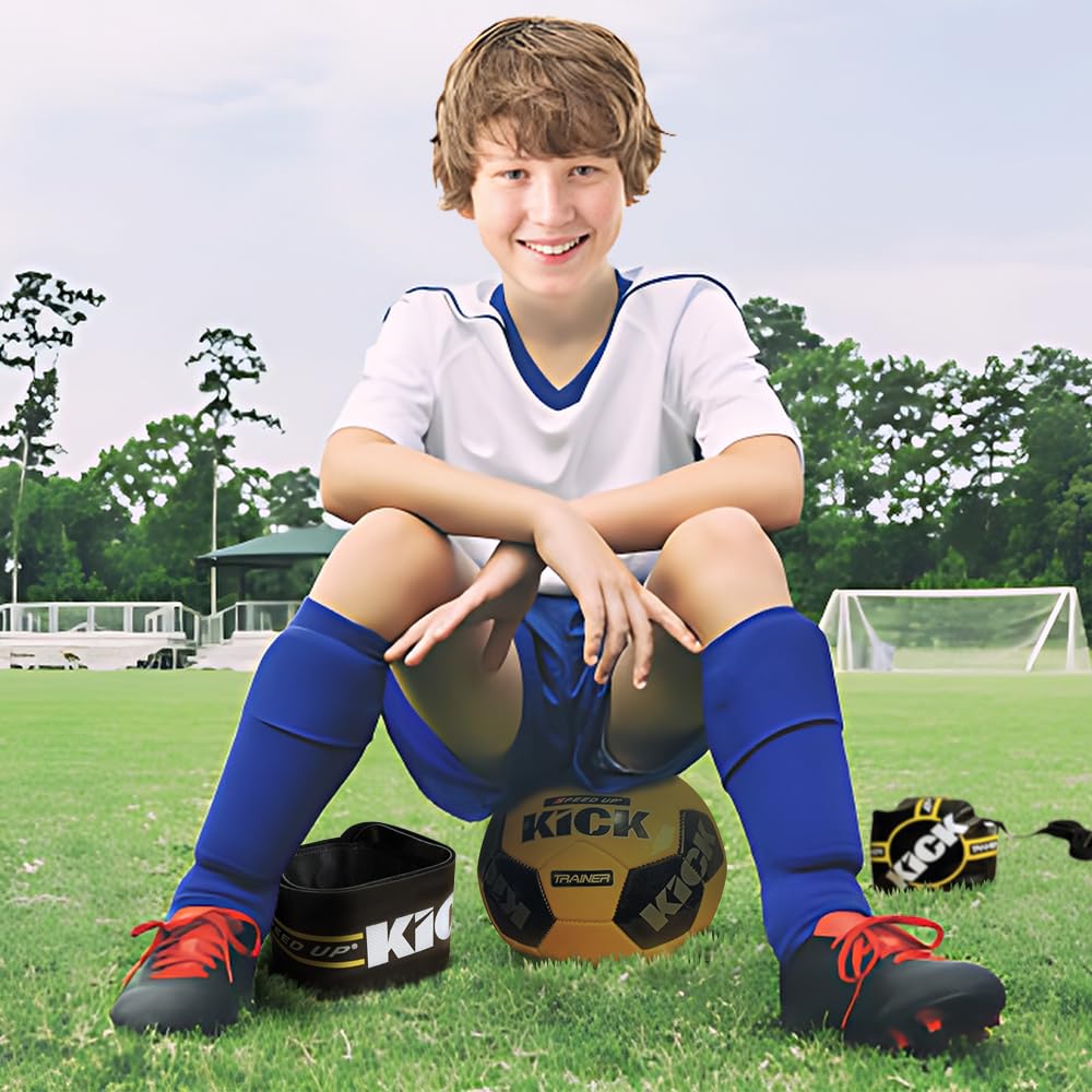 Adjustable Waist Belt Soccer Football Kick Trainer - Solo Practice Aid for Size 3, 4 & 5 Balls - Perfect for Backyard Drills, Team Training & Individual Skill Development
