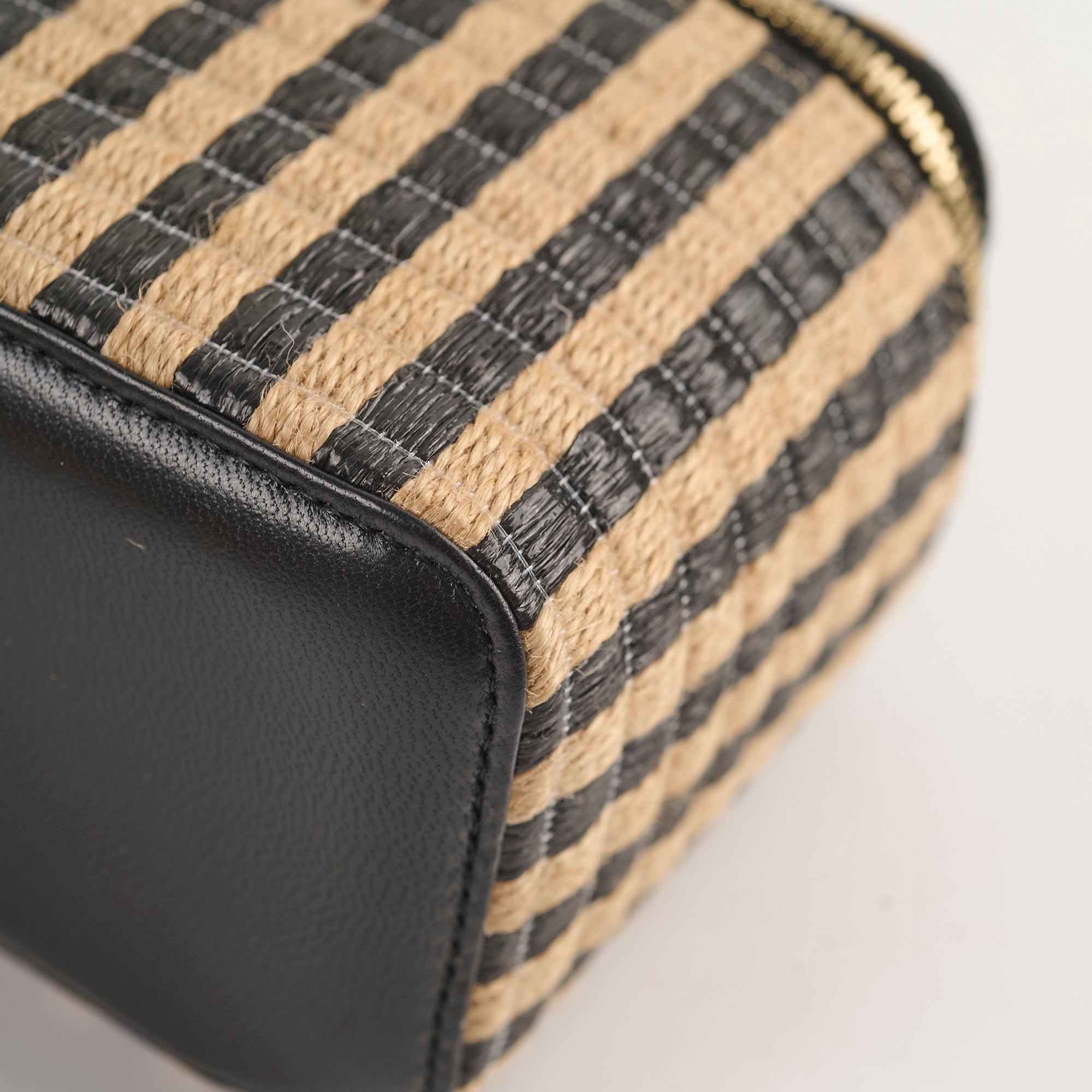 Chanel Raffia Stripe Vanity Case 30 Series - Luxury Woven Straw Cosmetic Bag for Women | Perfect for Travel, Beach & Everyday Use