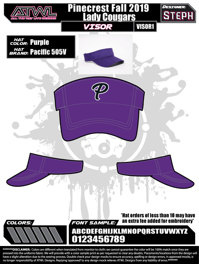Pinecrest Fall League Visors - Adjustable Baseball & Softball Hats for Men & Women - Perfect for Outdoor Sports, Golf, and Casual Wear