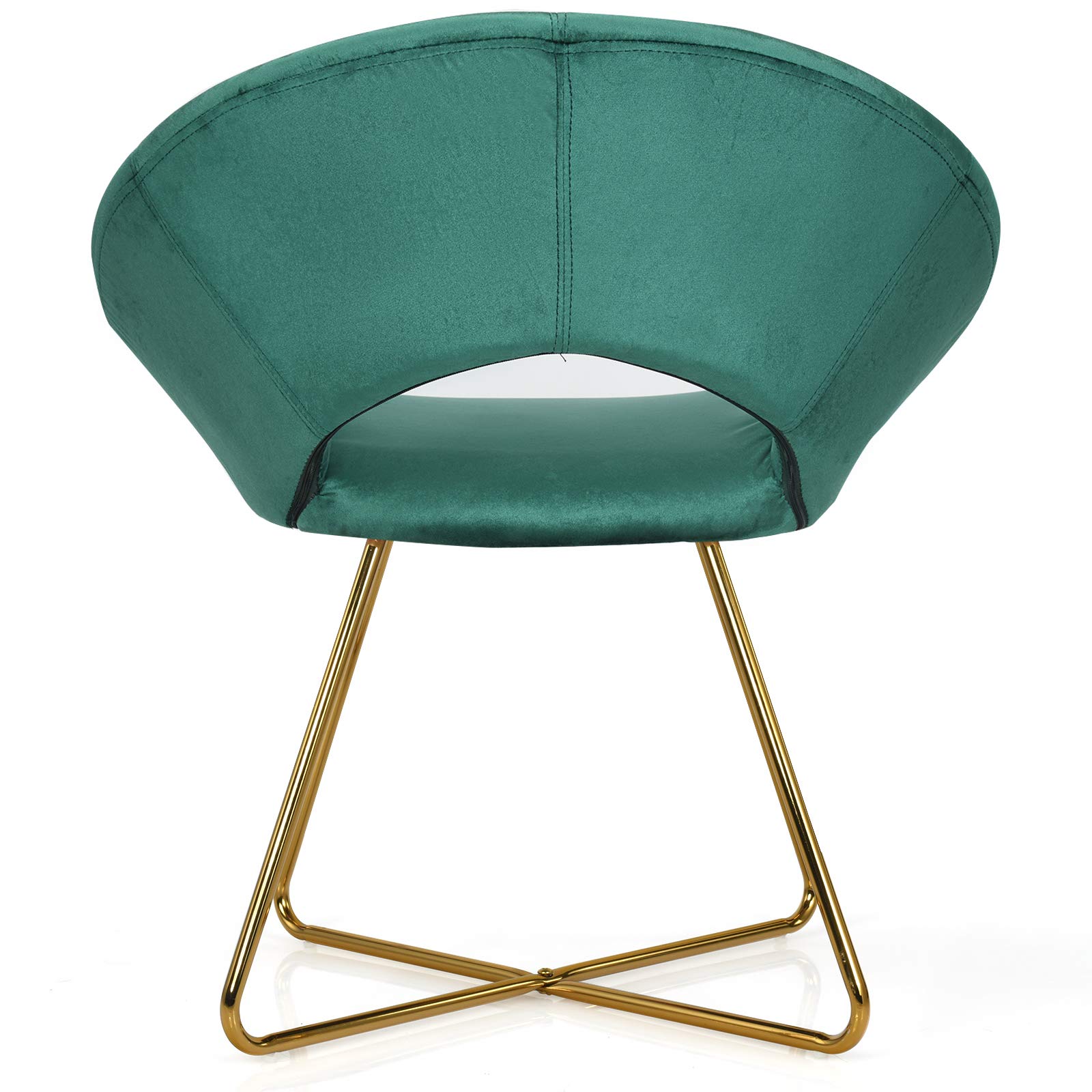 Giantex Modern Velvet Accent Chair Set of 2 - 300 LBS Capacity Mid Century Upholstered Vanity Desk Chairs for Living Room, Bedroom & Dining Room - Soft Green Velvet Decorative Armchairs (Perfect for Home Office, Reading Nook & Lounge Areas)