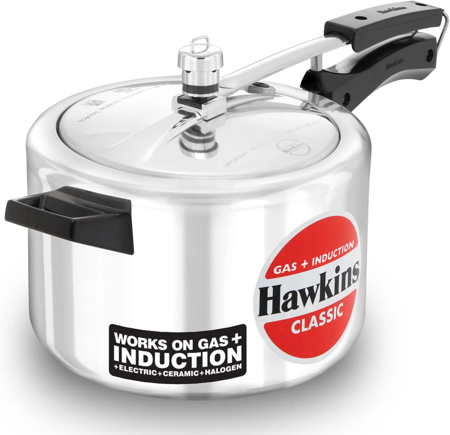 Hawkins ICL50 Classic 5L Aluminum Pressure Cooker - Induction Compatible, Durable & Safe for Fast Cooking - Perfect for Soups, Stews, Rice & Meal Prep