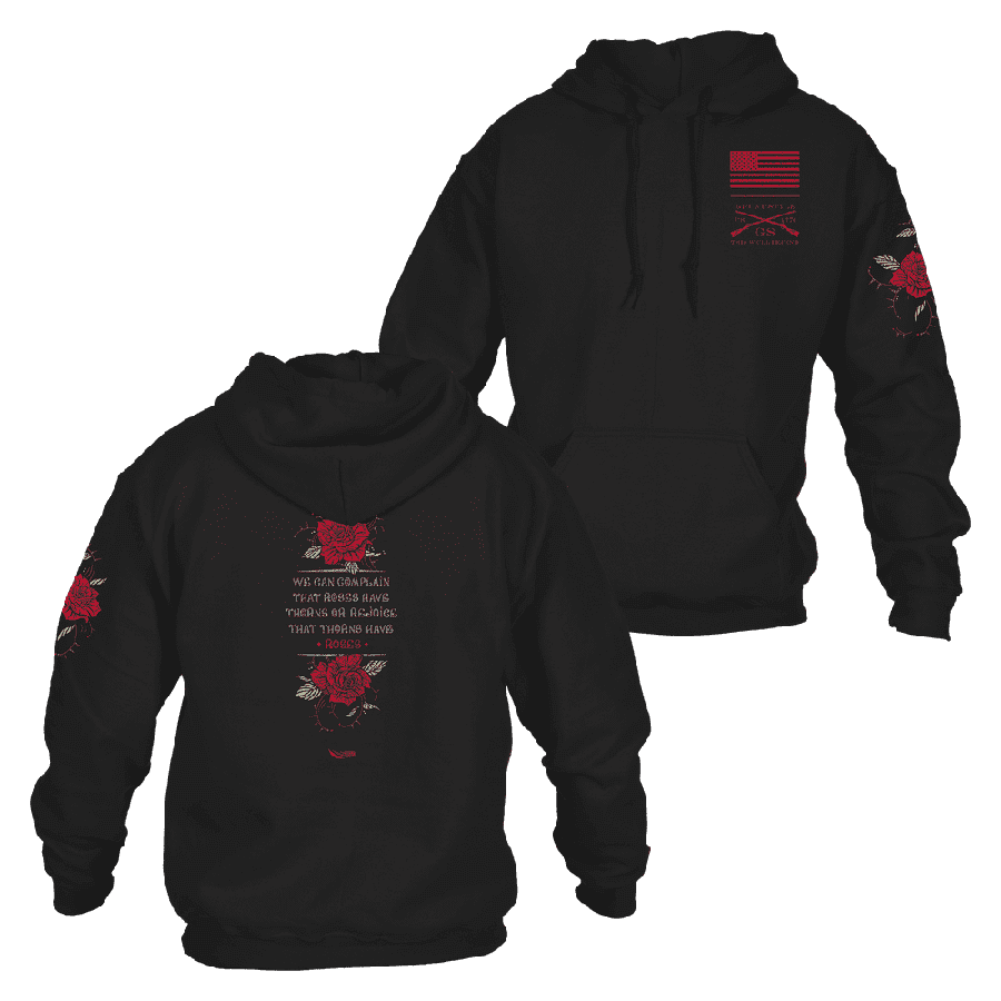 Women's Roses Have Thorns Hoodie - Black Gothic Floral Pullover Sweatshirt | Perfect for Casual Wear, Street Style & Fall Fashion