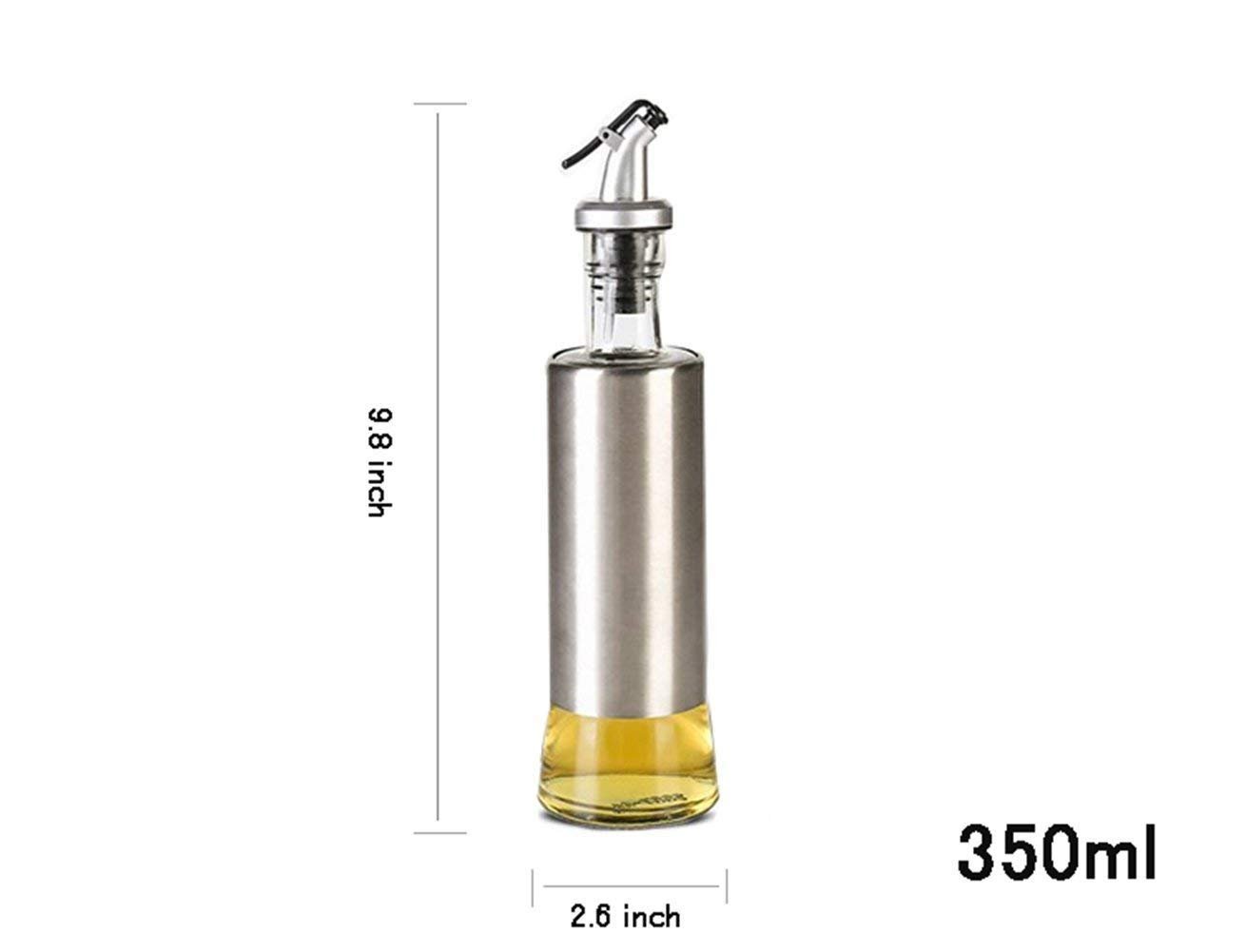 Premium Glass Oil and Vinegar Bottle Set with Stainless Steel Spout - 320ml Olive Oil Dispenser & Vinegar Cruet Set (26cm) - Perfect for Kitchen, Dining Table, and Gourmet Cooking