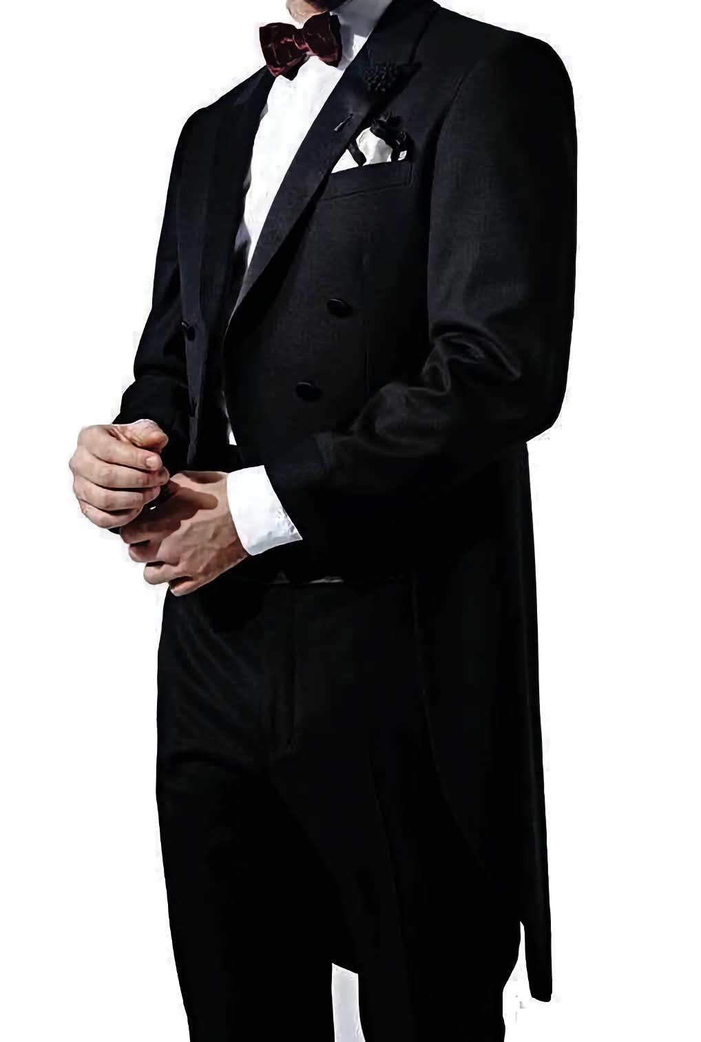 Classic Black Full Dress Tuxedo Tails 2-Piece Suit Set - Formal Evening Wear for Weddings, Prom & Black Tie Events
