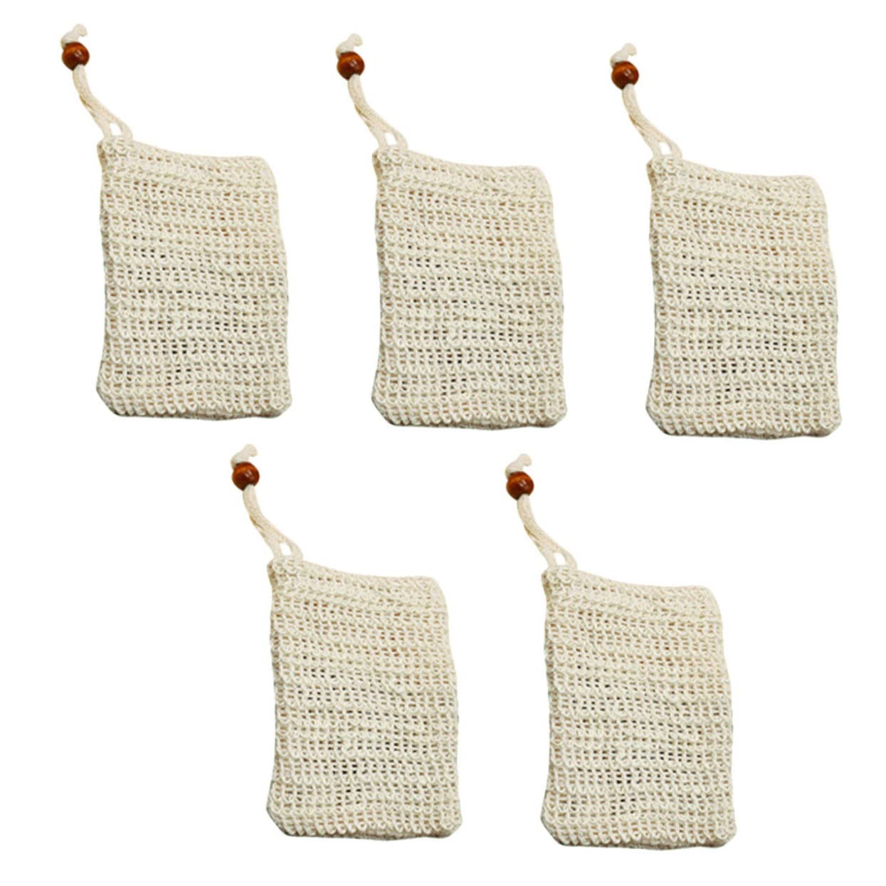 5Pcs Sisal Soap Drawstring Bags - Exfoliating Soap Holder for Shower & Face Cleansing | Gentle Skin Exfoliation | Perfect for Travel & Bathroom Organization