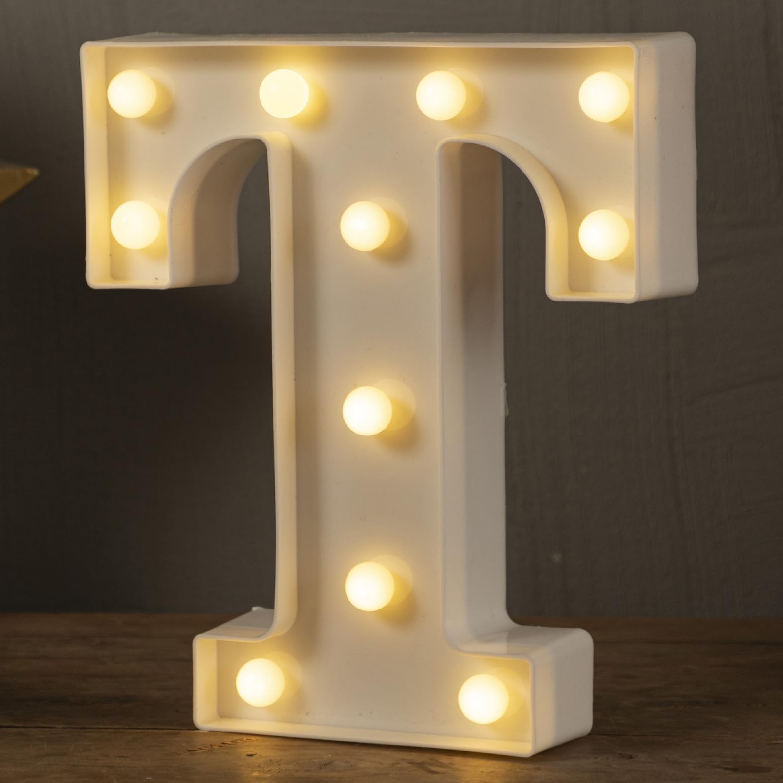 HXWEIYE LED Marquee Letter T - 26 Alphabet & 10 Number Light Up Letters for Party Decor - Battery Powered Warm White Light Sign for Birthday, Christmas, Bar, Wedding & Home Decoration