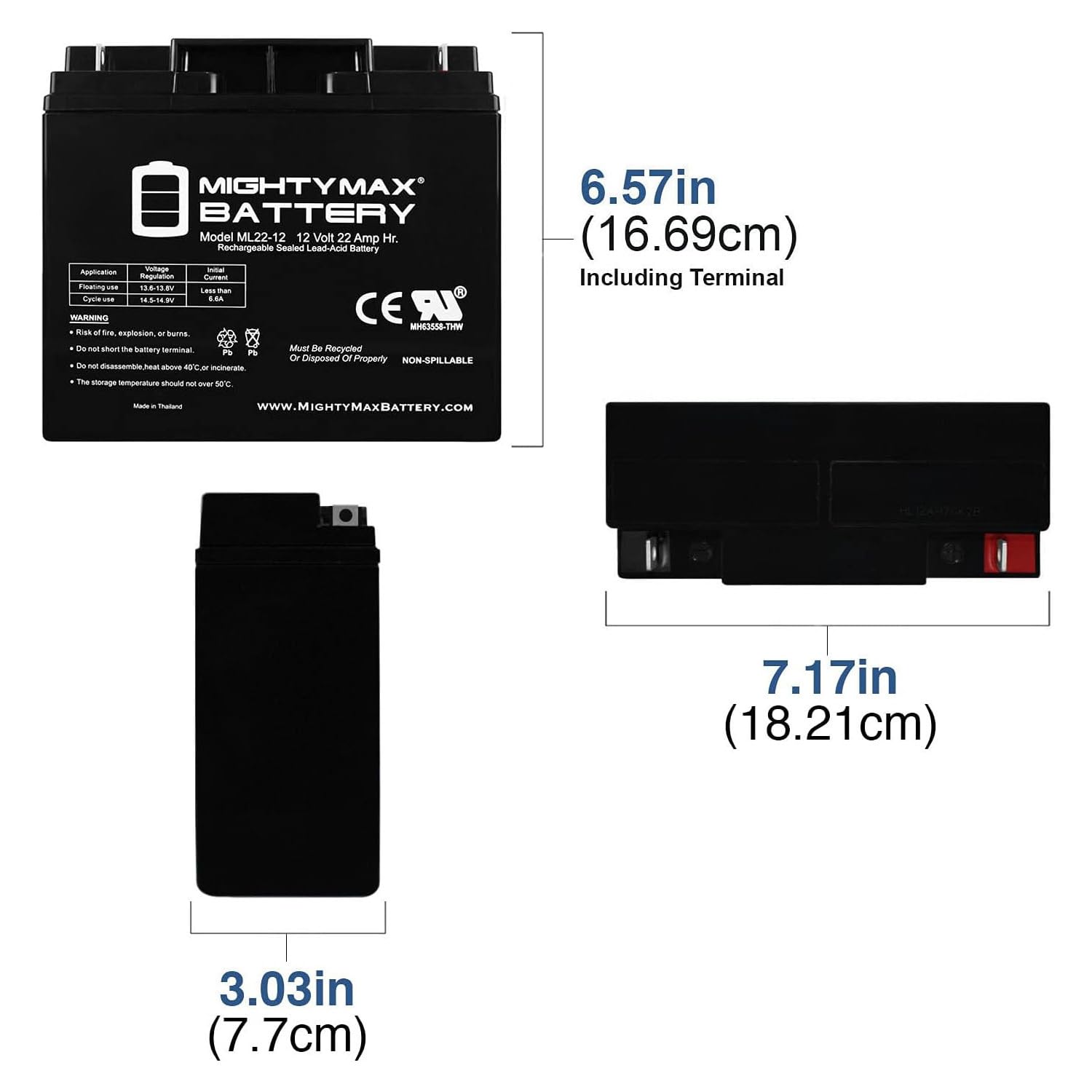 Mighty Max 12V 22AH SLA Replacement Battery for Bat-Caddy X2 Pro Golf Caddy - Long-Lasting Power for Golf Carts, Mobility Scooters & Outdoor Equipment