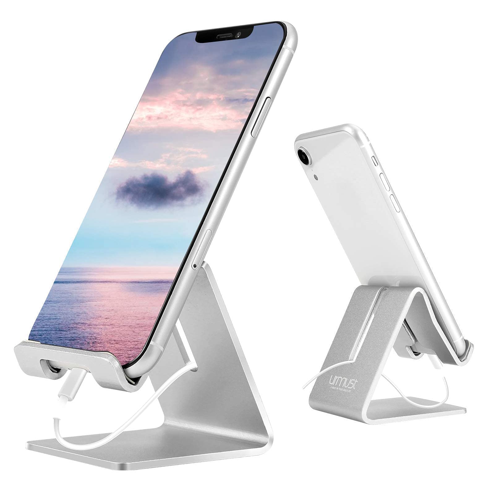 Urmust Ergonomic Adjustable Laptop Stand & Phone Holder Set (Silver) - Perfect for Home Office, Gaming, and Workspace Organization