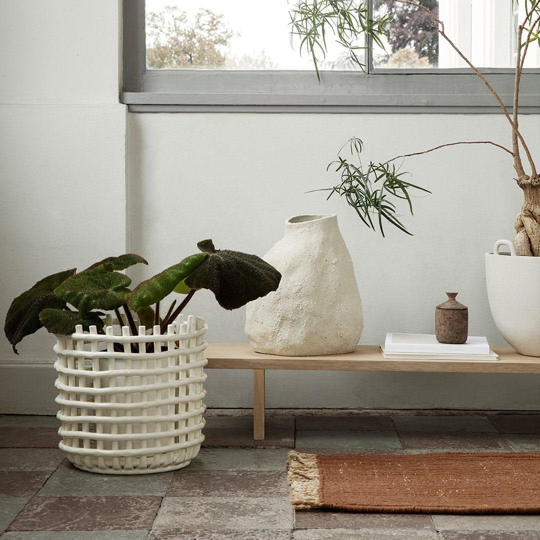 Ferm Living Ceramic Basket - Handmade Decorative Storage for Home & Office | Perfect for Organizing Keys, Jewelry & Small Items