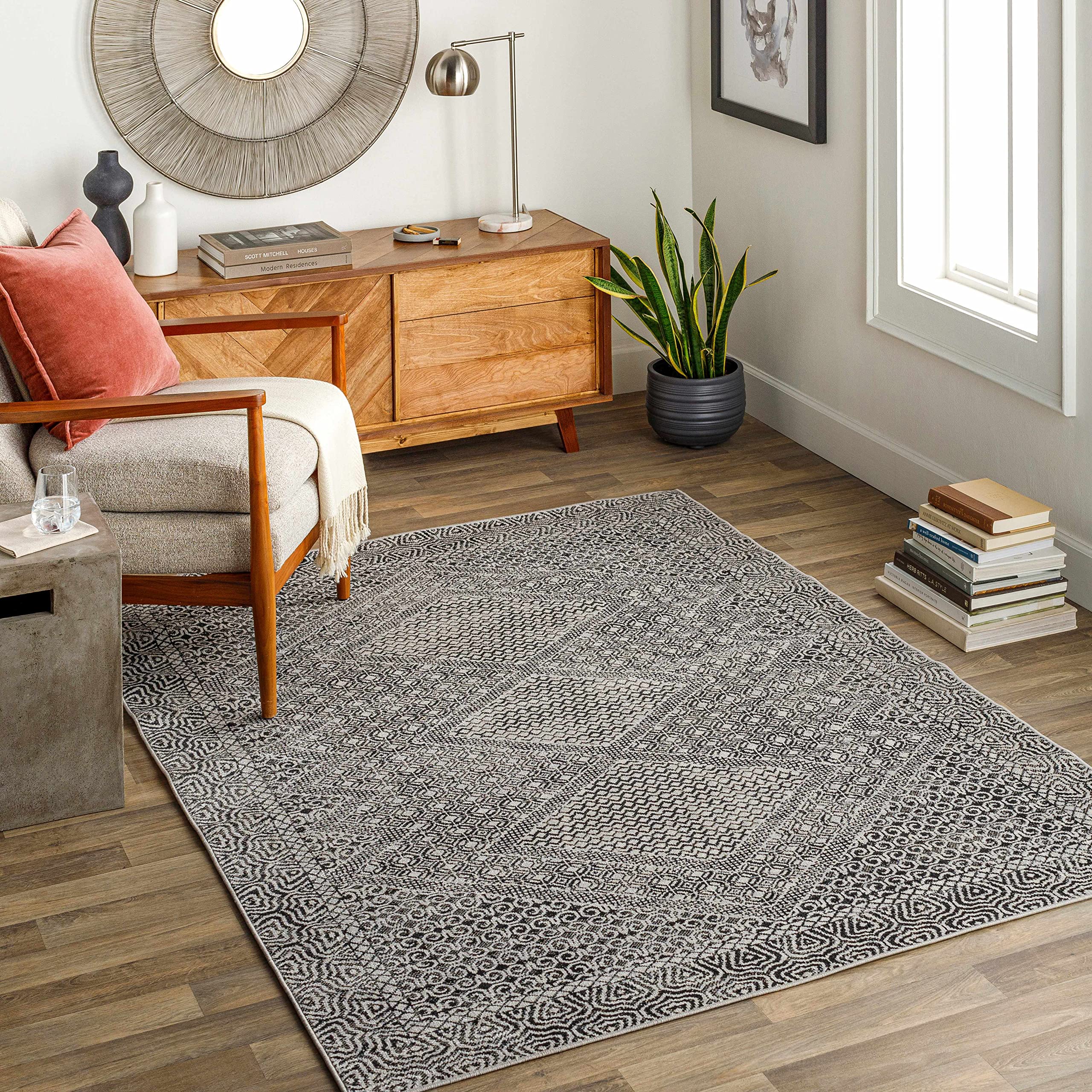 Hauteloom Consuelo Machine Washable Area Rug - Black & Gray - 5'3