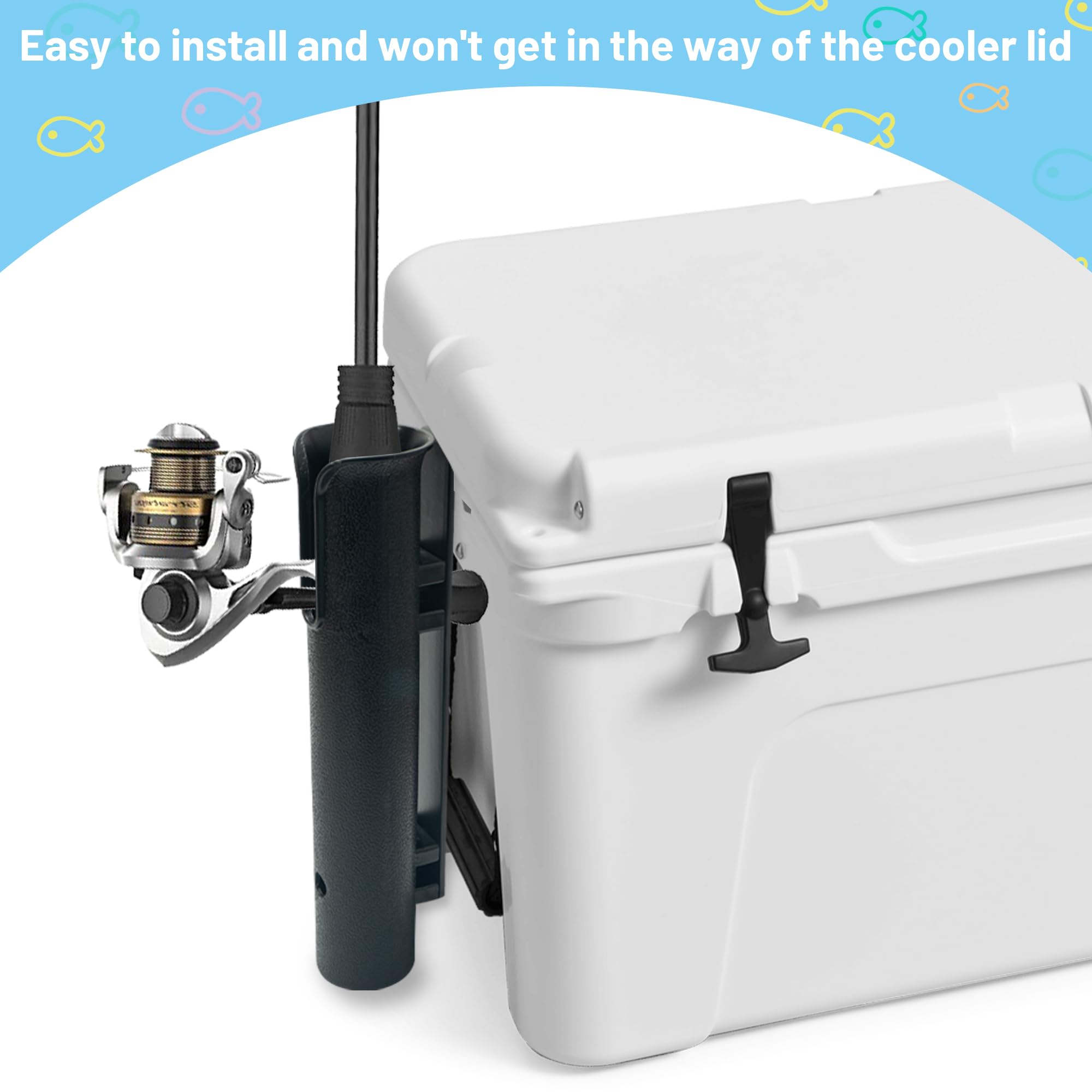 Wall Mounted Fishing Rod Holder - Compatible with YETI & RTIC Coolers, Cooler Accessory, Medium, Black - Perfect for Garage, Boat, and Outdoor Storage