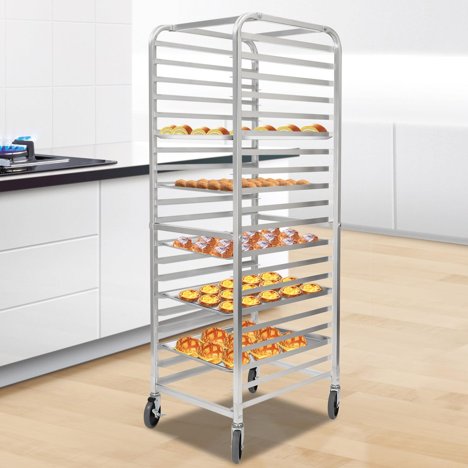 YIYIBYUS 20-Tier Commercial Baking Pan Rack with Casters - Heavy Duty End Load Bun Sheet Pan Storage Rack for Kitchen, Bakery, Restaurant & Catering - Perfect for Organizing Baking Trays, Cookie Sheets & Pizza Pans