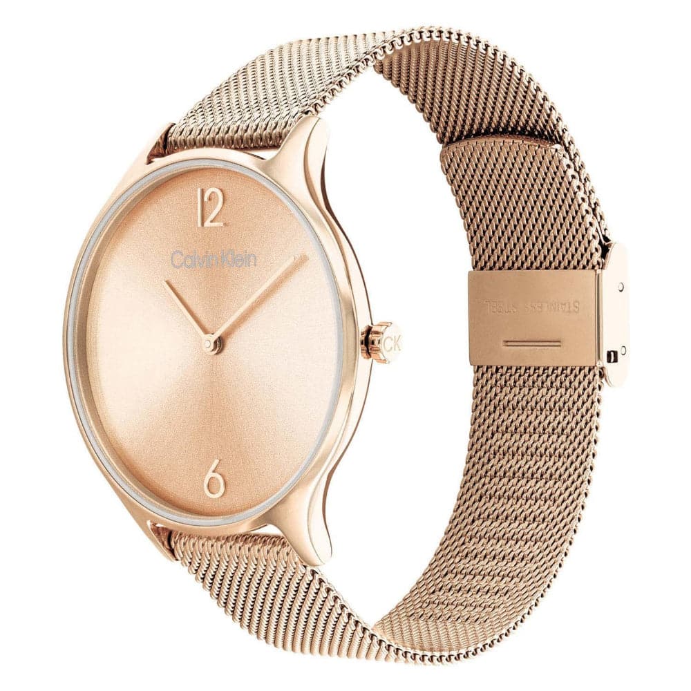 Calvin Klein Women's Rose Gold Milanese Strap Watch 25200268 - Elegant Fashion Accessory for Everyday Wear & Special Occasions