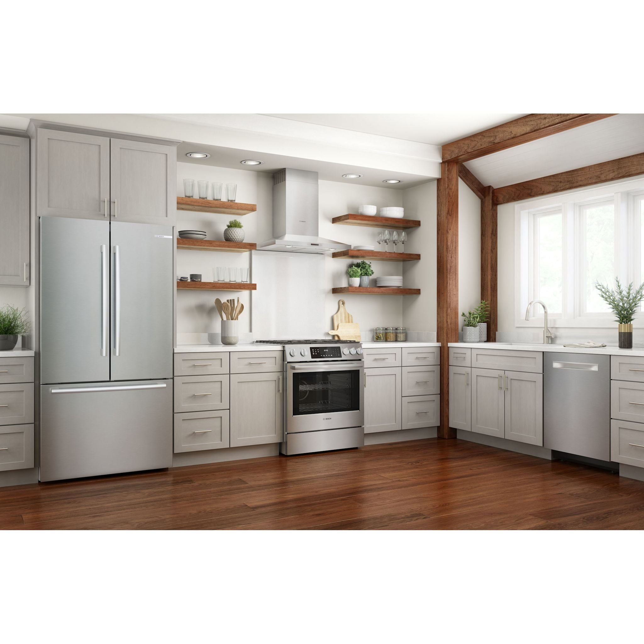 Bosch 30 Inch Slide-In Gas Range (HGI8056UC) - Stainless Steel, 5 Burners, Convection Oven - Perfect for Modern Kitchens & Professional Cooking