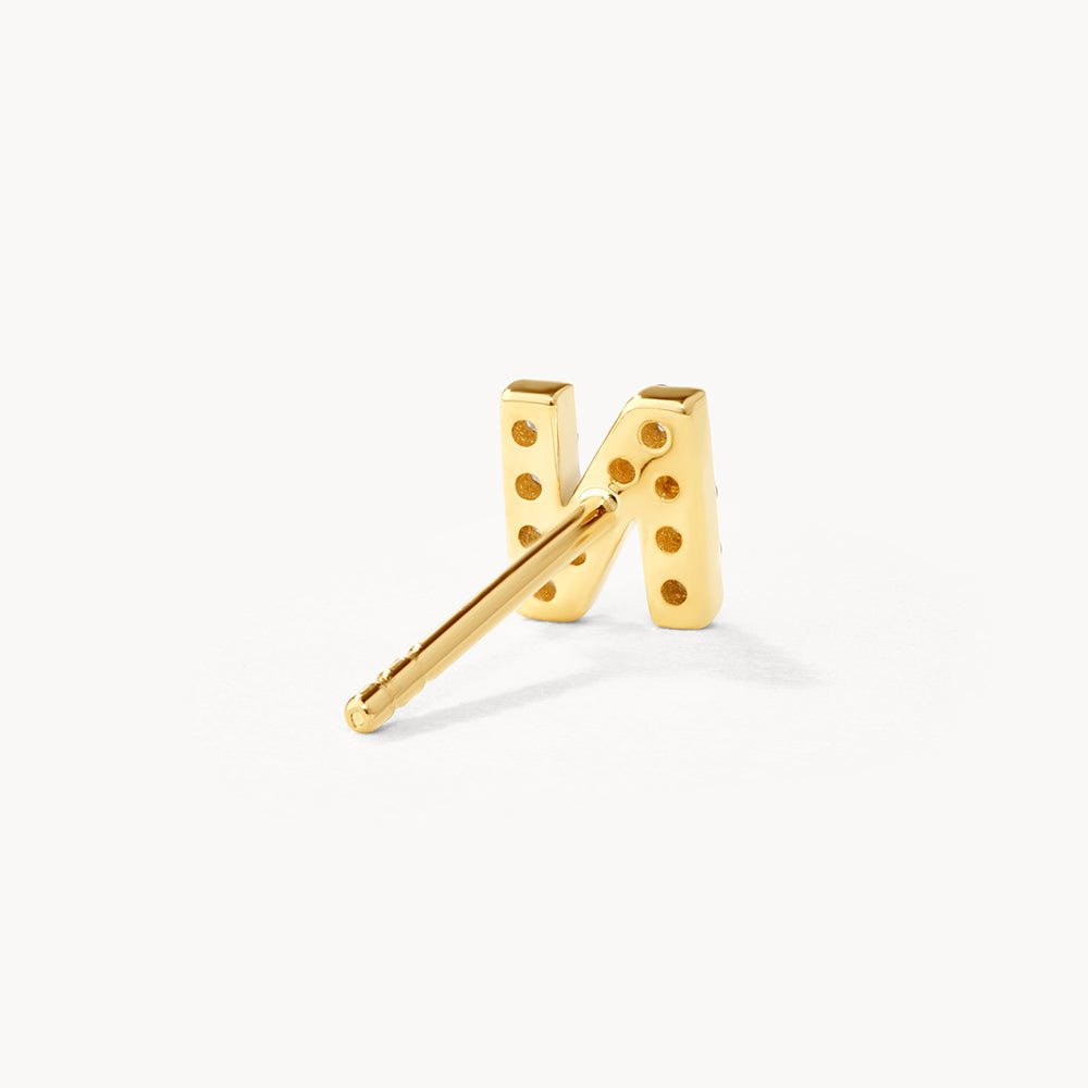 10k Gold Diamond Letter N Single Stud Earring - Elegant Initial Jewelry for Women, Perfect for Gifts, Everyday Wear & Special Occasions