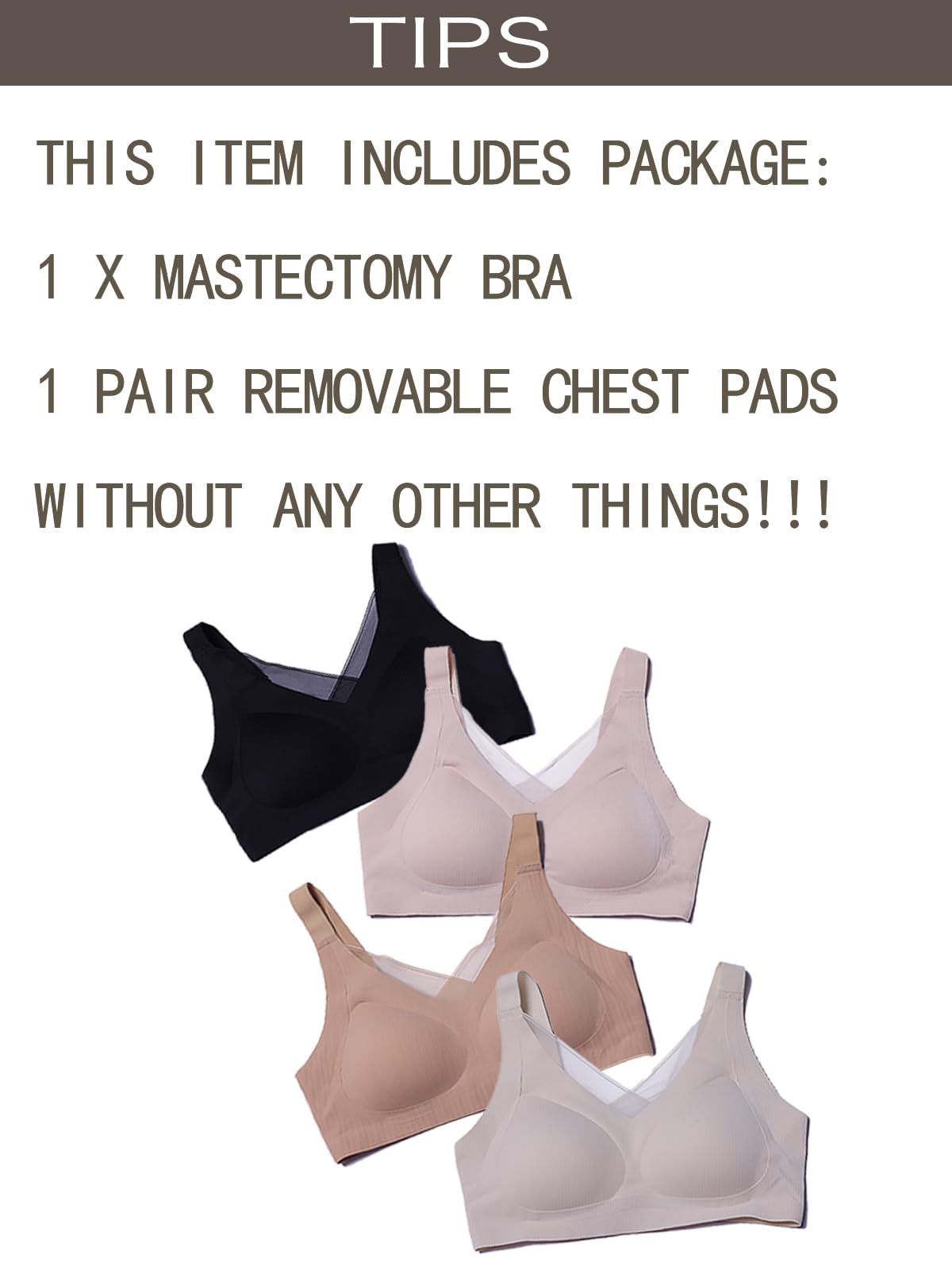 Post-Surgery Mastectomy Bras for Women with Pockets & Removable Chest Pads - Comfortable Everyday Wear for Breast Cancer Recovery & Daily Support