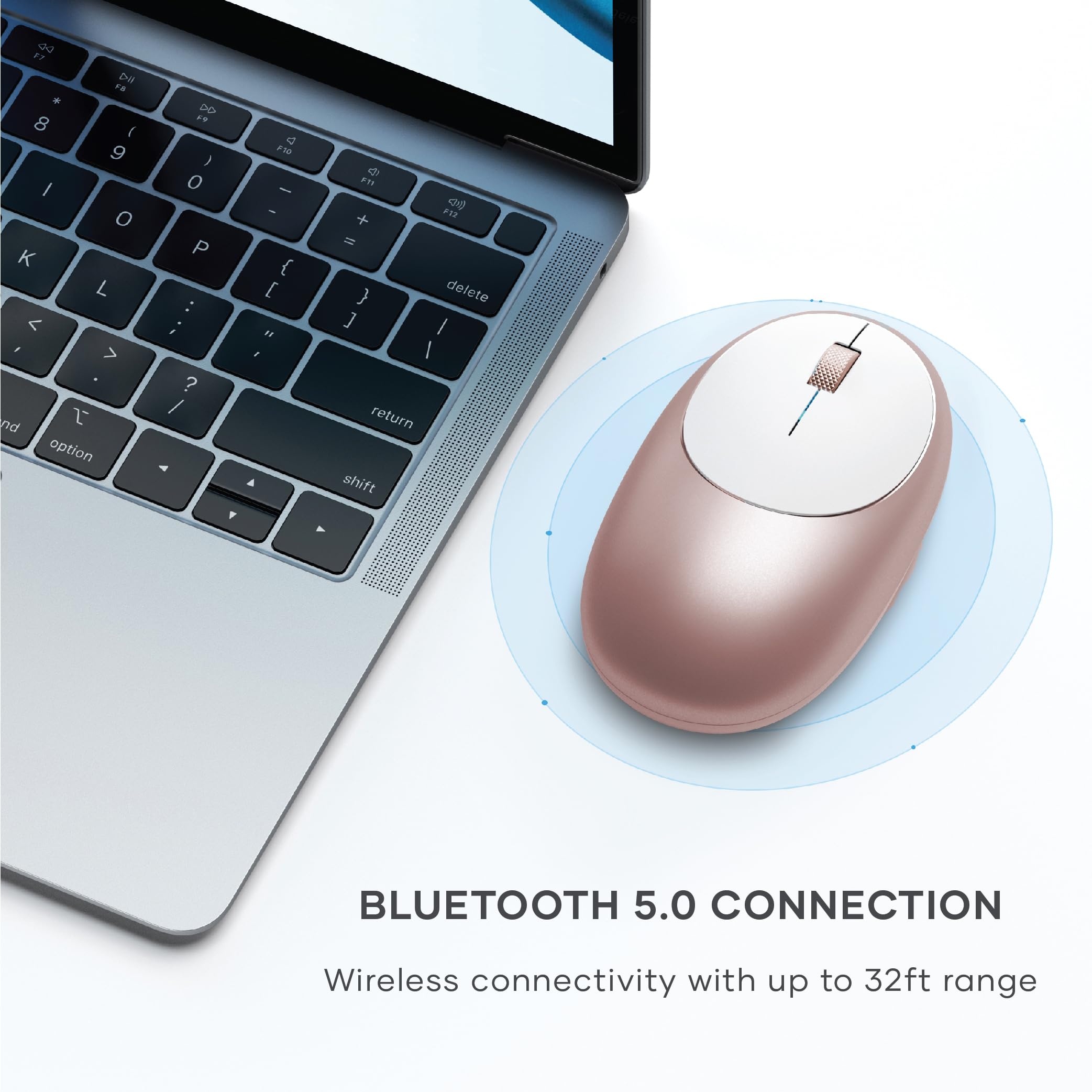 Satechi Wireless Bluetooth Mouse for MacBook Pro & iPad - Rechargeable USB-C Mouse Compatible with MacBook Air, iMac, Mac Mini, iPad Pro/Air - Rose Gold - Perfect for Office Work, Travel & Home Use