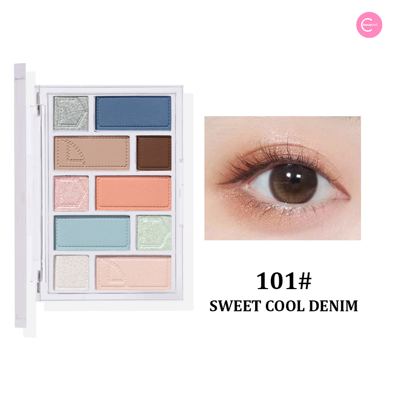 Biya Denim Inspired 10-Color Multi Texture Eyeshadow Palette - Long Lasting Pigmented Makeup for Day & Night Looks - Perfect for Parties, Weddings and Everyday Wear