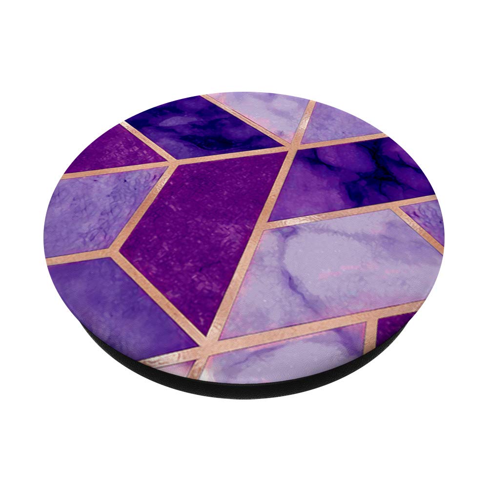 Purple Marble Effect PopGrip - Swappable Phone & Tablet Grip with Pink Geometric Design for Girls, Perfect for School, Work, and Travel