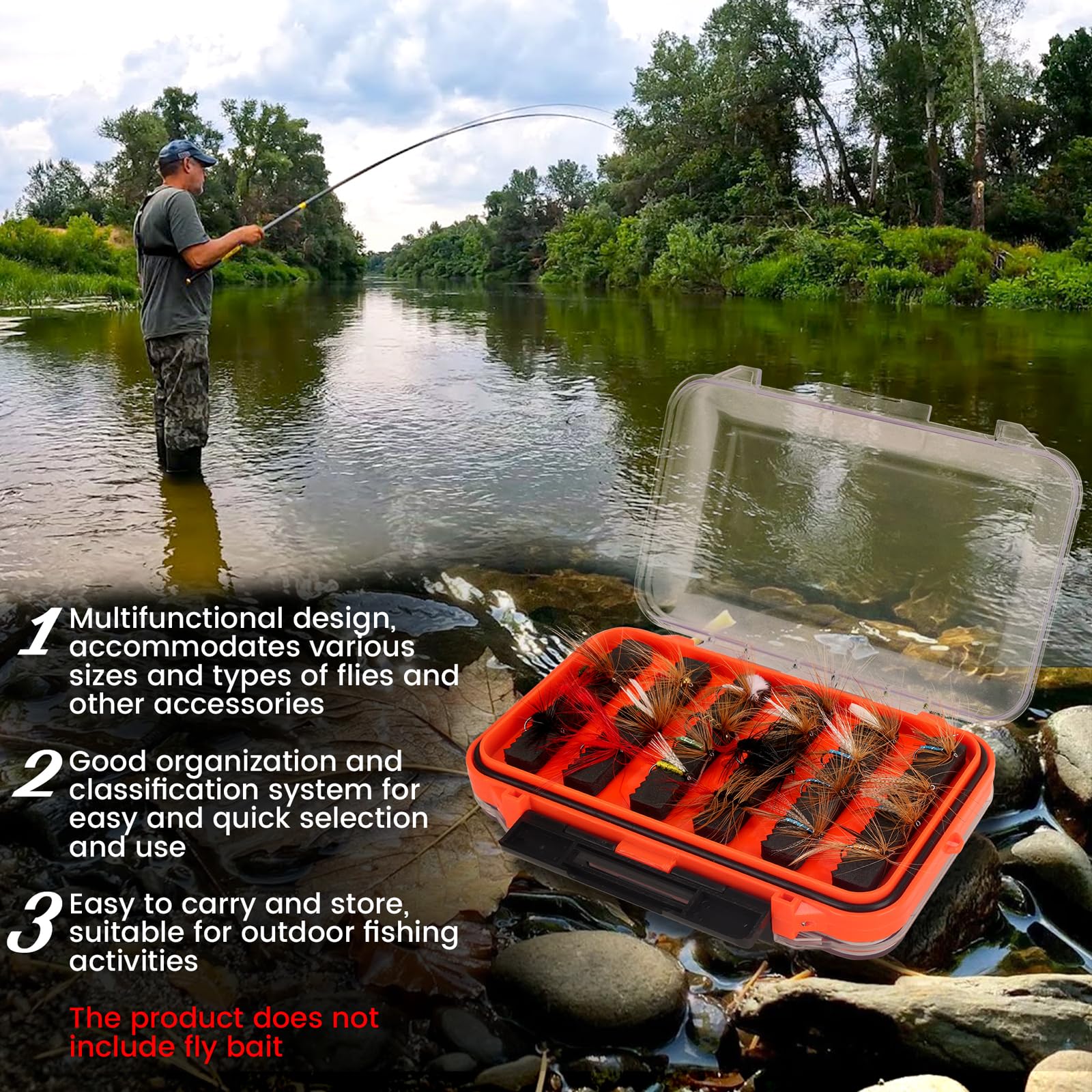 **Waterproof Fly Fishing Box with Transparent Lid - Two-Sided Foam Storage for Trout Lures, Jigs & Coil Springs - Lightweight & Easy Grip for Ice Fishing & Stream Use**