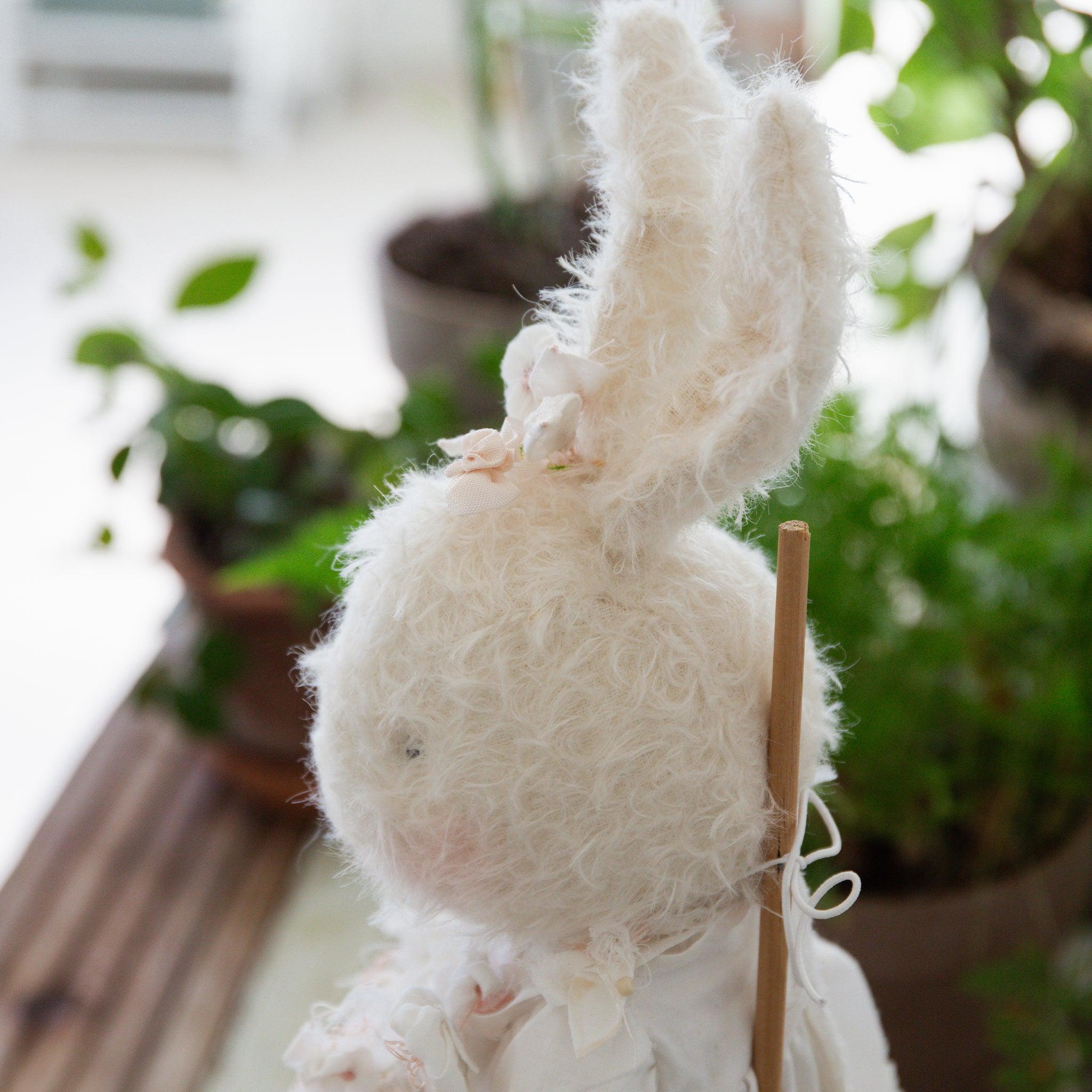 Hutch Studio Mohair Friends Peaceful Peace Lily Bunny - Soft Plush Toy for Kids, Nursery Decor, Gift for Baby Showers & Easter Celebrations