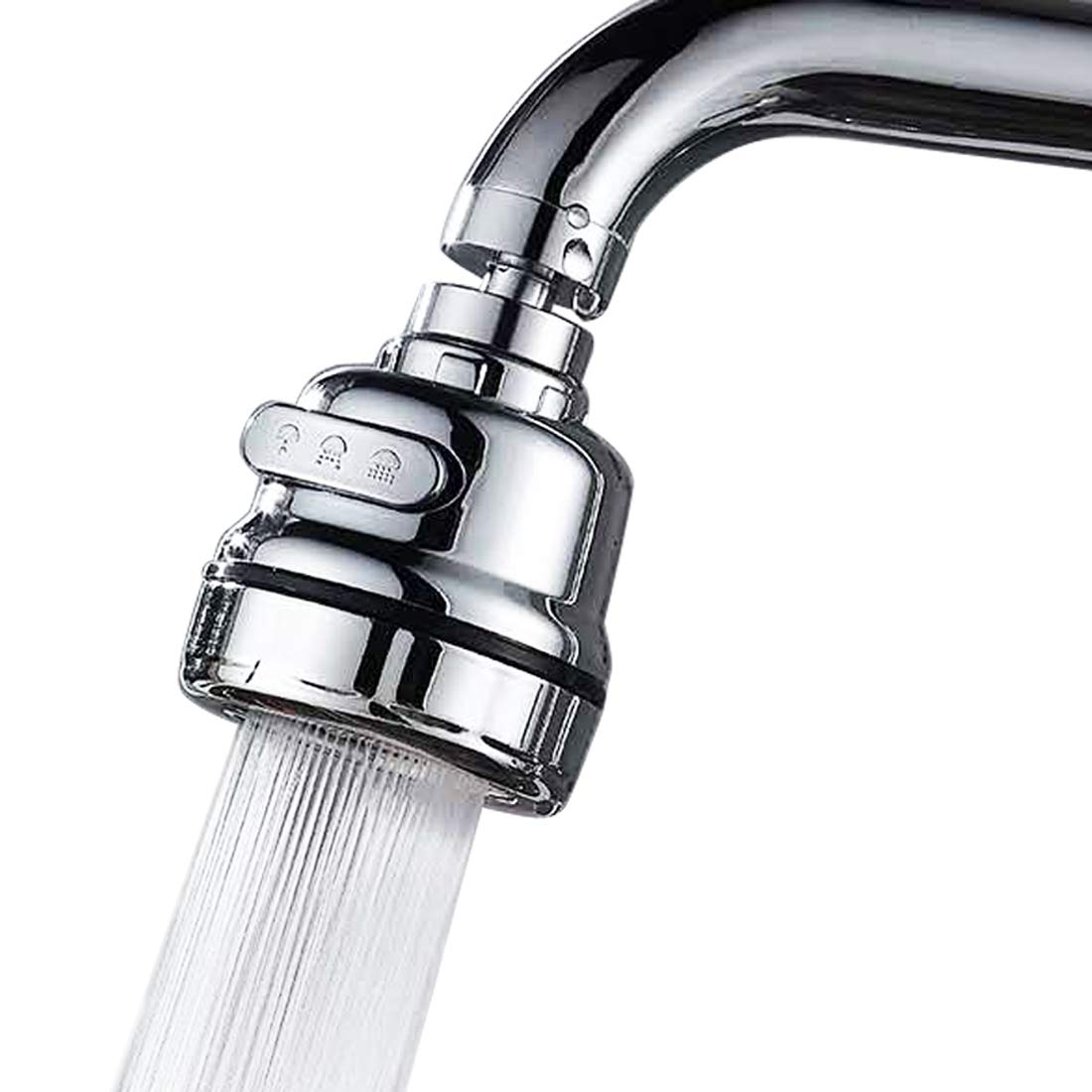 iKinggle 360° Rotatable Kitchen Faucet Aerator with 3 Spray Modes - Anti-Splash Water-Saving Filter Nozzle for Sink (Shorter Version) - Perfect for Washing Dishes, Fruits & Cleaning Kitchen Utensils