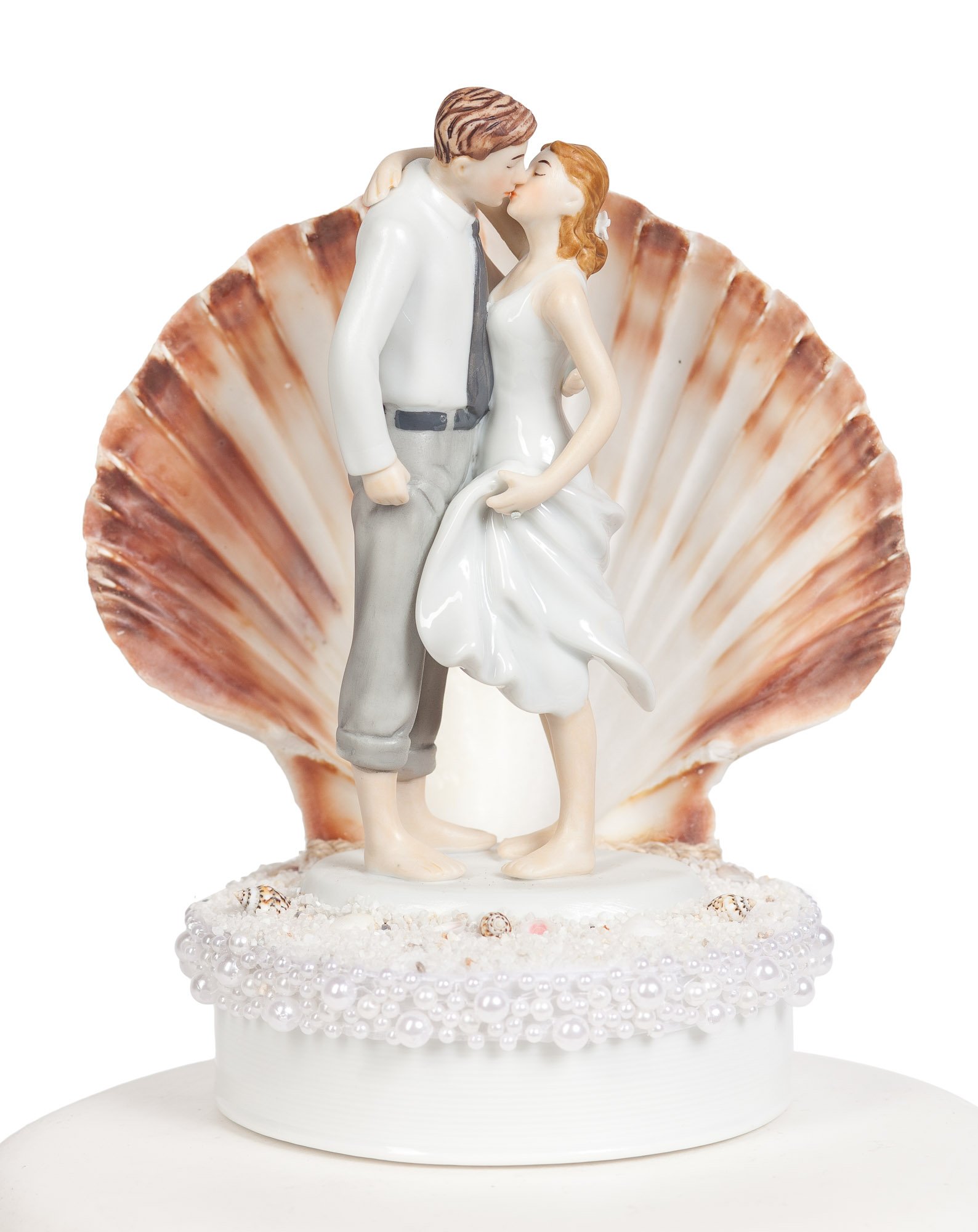 Elegant Beach Wedding Cake Topper with Seashell Design - Perfect for Destination Weddings, Beach Theme Ceremonies & Romantic Getaways