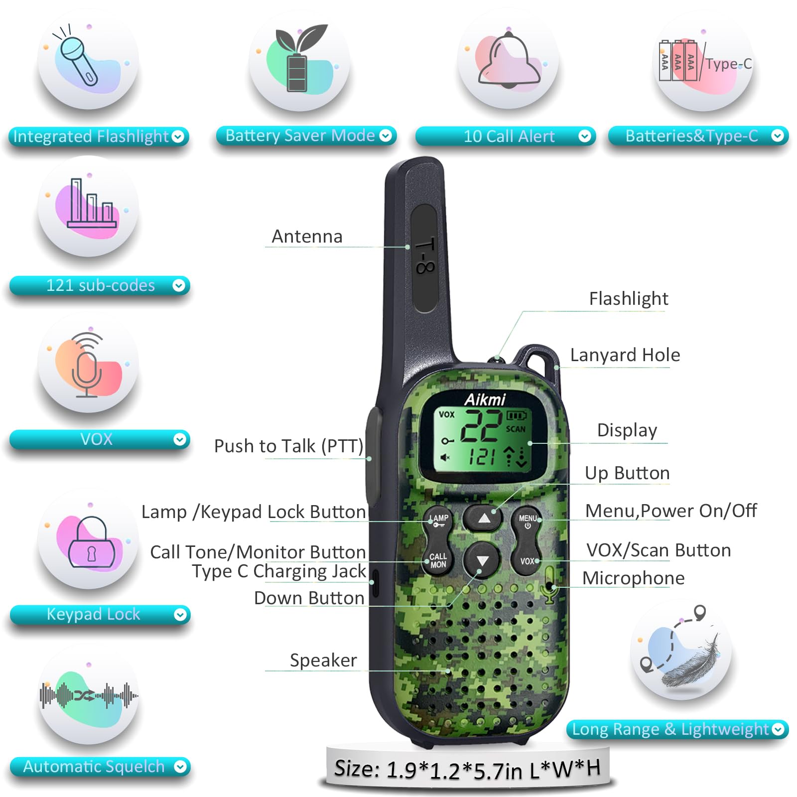 Kids Walkie Talkies for Boys Age 6-8 - Outdoor Pretend Play Toy Set for Police, Military & Spy Adventures - Durable Camping Gear for Birthday Gifts & Christmas Presents (Green) - Perfect for Backyard Exploration, Camping Trips & Adventure Playdates