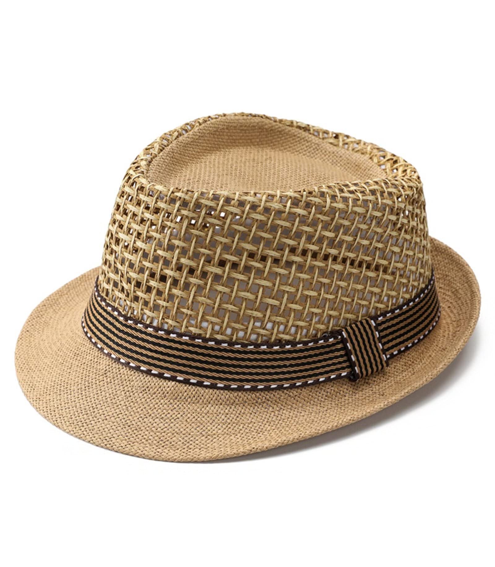 Men's & Women's Summer Fedora Sun Hat - 2 Pack Breathable Mesh Panama Trilby Hats for Beach, Outdoor & Travel | UV Protection Wide Brim Sun Hat for Vacation, Gardening, Pool Party