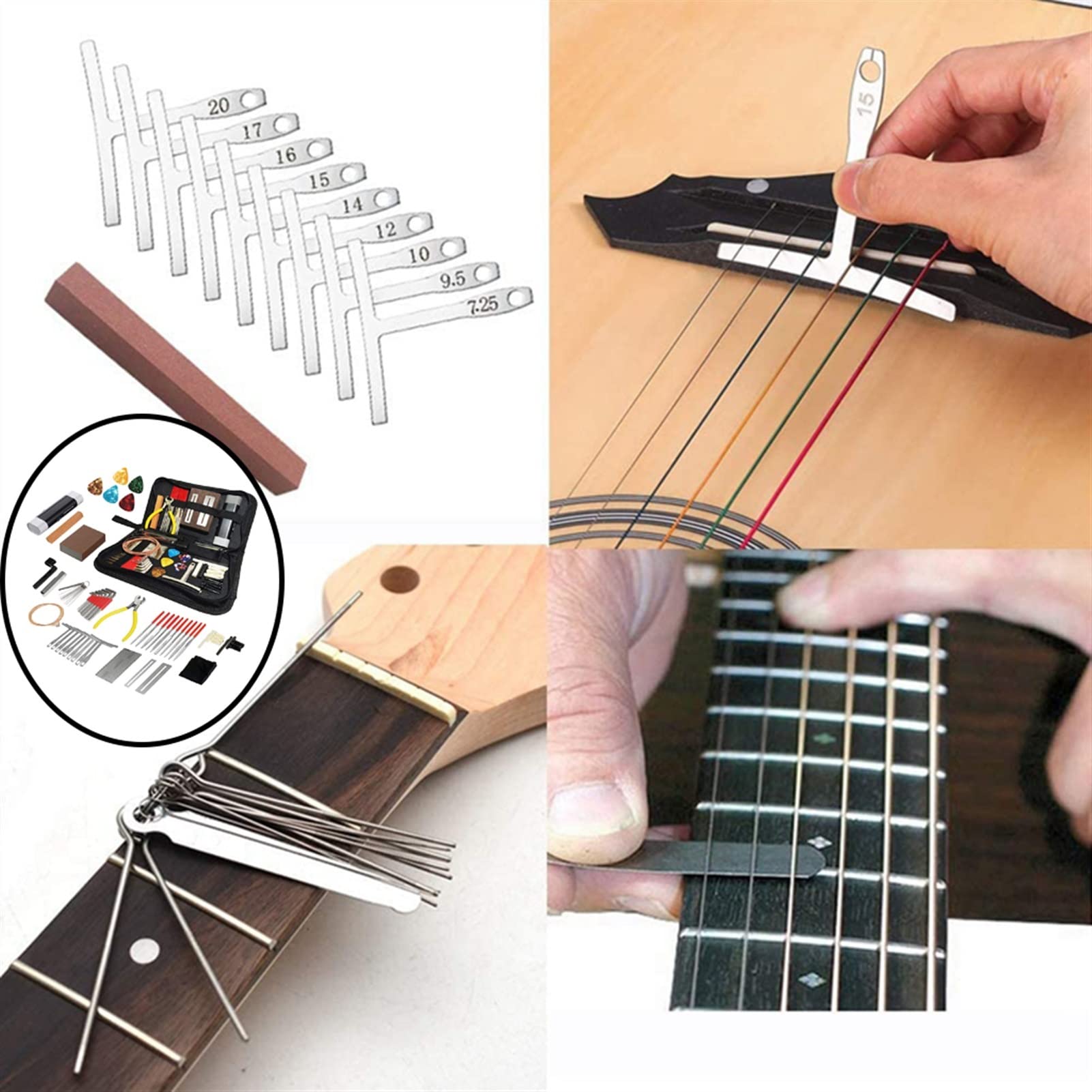 Professional Guitar Repair Tools Kit - Acoustic & Electric Guitar Maintenance Set with Cleaning Supplies - Essential Luthier Tools for Musicians & Guitar Techs (Perfect for Home, Studio & Stage Use)