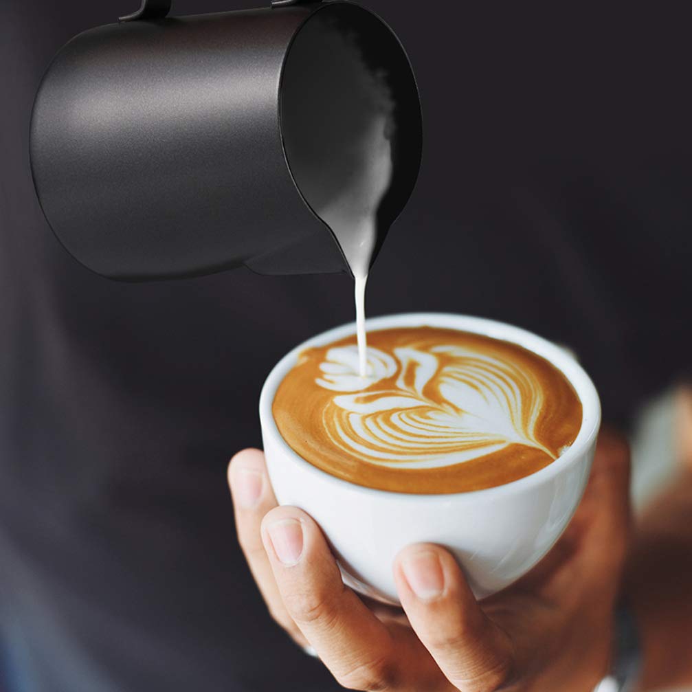 DOITOOL 12oz Stainless Steel Milk Frothing Pitcher - 350ML Barista Coffee Frother Cup for Latte Art, Cappuccino & Hot Chocolate with Art Pen - Perfect for Home Coffee Makers & Professional Baristas