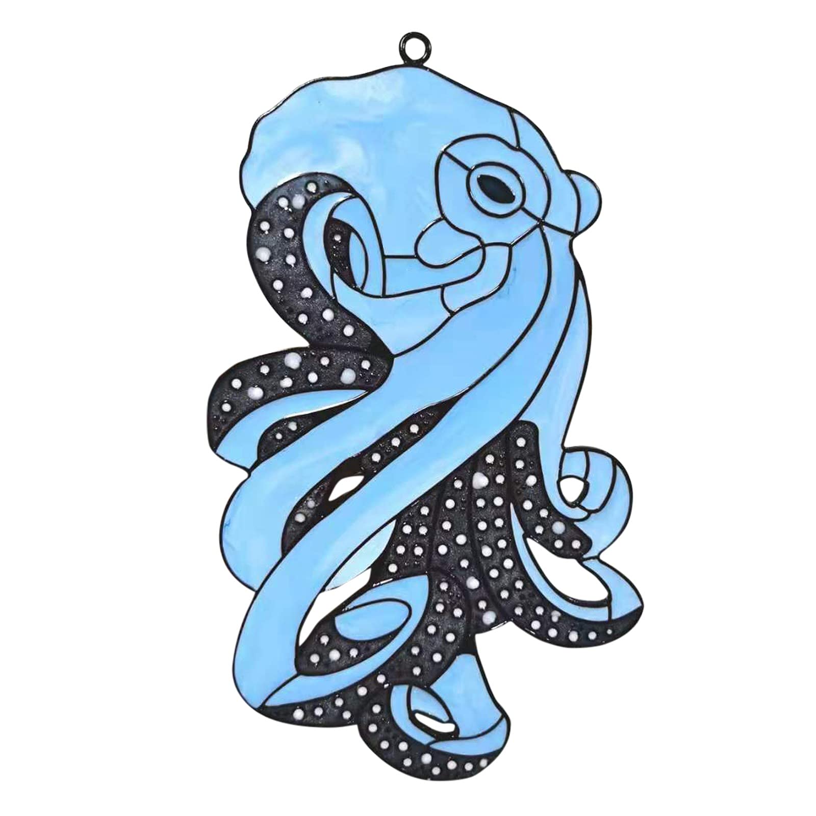 Colorful Octopus Stained Glass Suncatcher - Handmade Window Hanging Decor for Home, Christmas Tree Ornament & Cow Print Wall Art - Perfect for Bedroom, Living Room, Nursery & Holiday Decorations