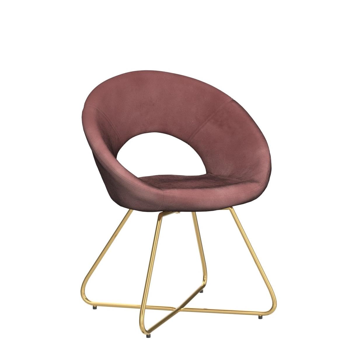 Luxury Velvet Accent Chairs Set of 2 - Modern Upholstered Comfortable Desk Chairs with Gold Base for Living Room, Bedroom & Dining Room | Perfect as Vanity Chair, Makeup Chair or Home Office Seating (Pink Velvet)