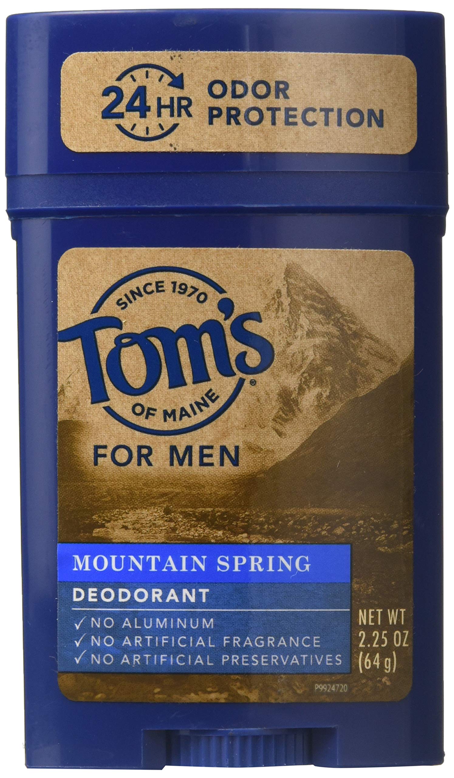 Tom's of Maine Natural Long Lasting Deodorant Stick for Men & Women - Mountain Spring Scent, 2.25 Oz | Aluminum-Free, Cruelty-Free & Vegan | Fresh All Day Protection for Workouts & Outdoor Activities