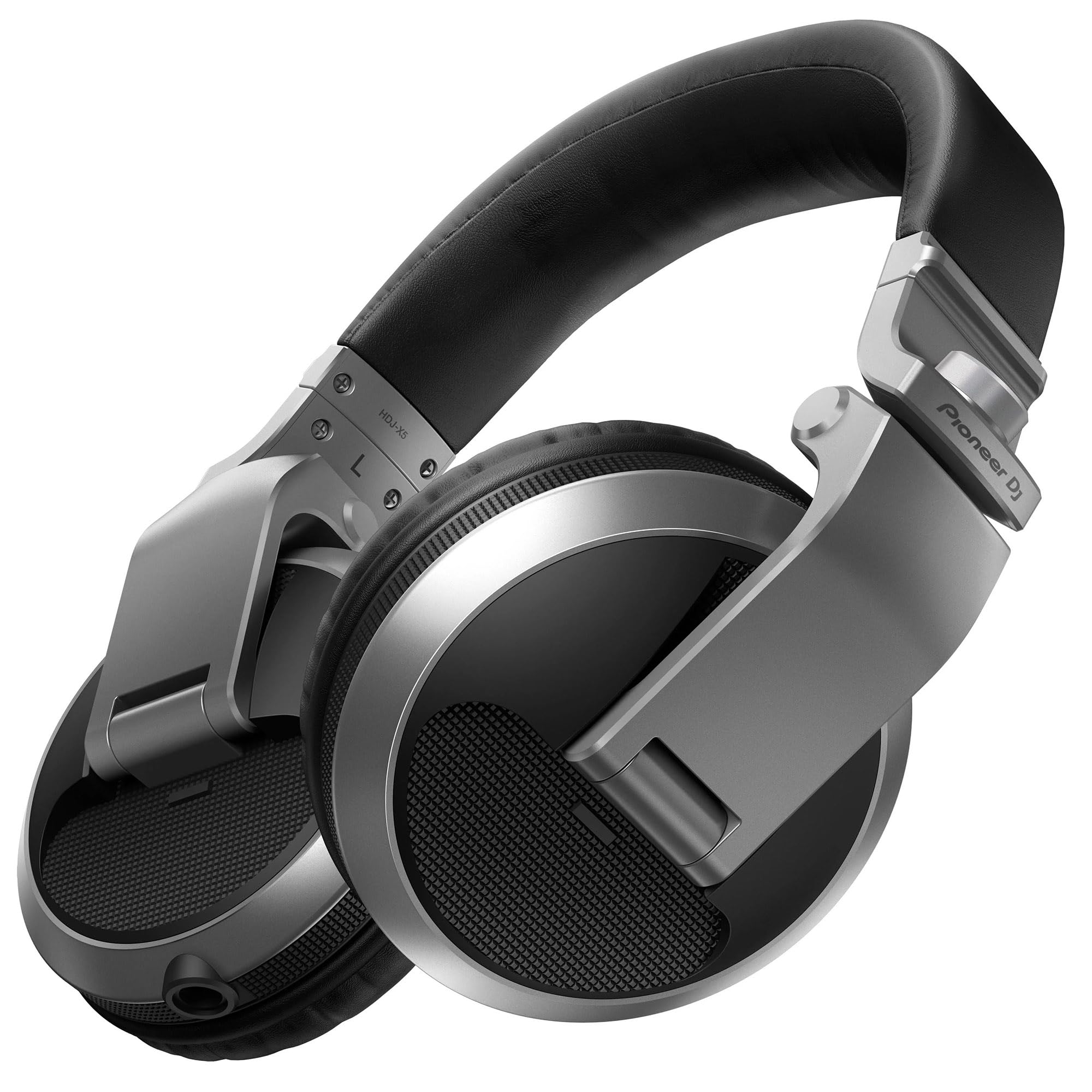 Pioneer HDJ-X5 Professional Over-Ear DJ Headphones - Silver with Carrying Case, Stand & Cleaning Cloth | High-Fidelity Sound for DJing, Studio Recording & Live Performances