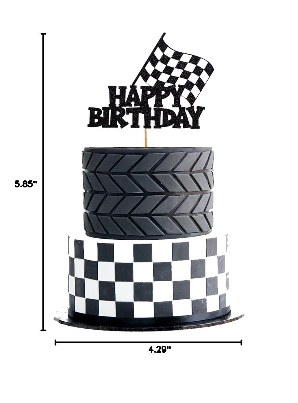 Race Car Cake Topper - Checkered Flag Themed Birthday Cake Decorations for Kids Boys & Girls - Perfect for Racing Themed Birthday Parties, Baby Showers & Special Celebrations