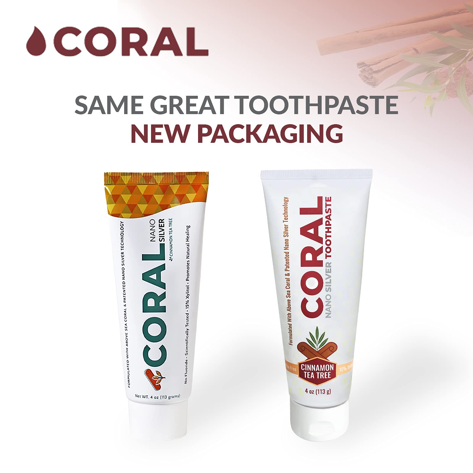 **Natural Coral Nano Silver Cinnamon Tea Tree Toothpaste – Fluoride-Free, SLS-Free Teeth Whitening with Coral Calcium | Fresh Breath & Gum Care for Sensitive Teeth (4 oz)**    *(Ideal for Daily Oral Hygiene, Travel, and Eco-Friendly Lifestyle)*